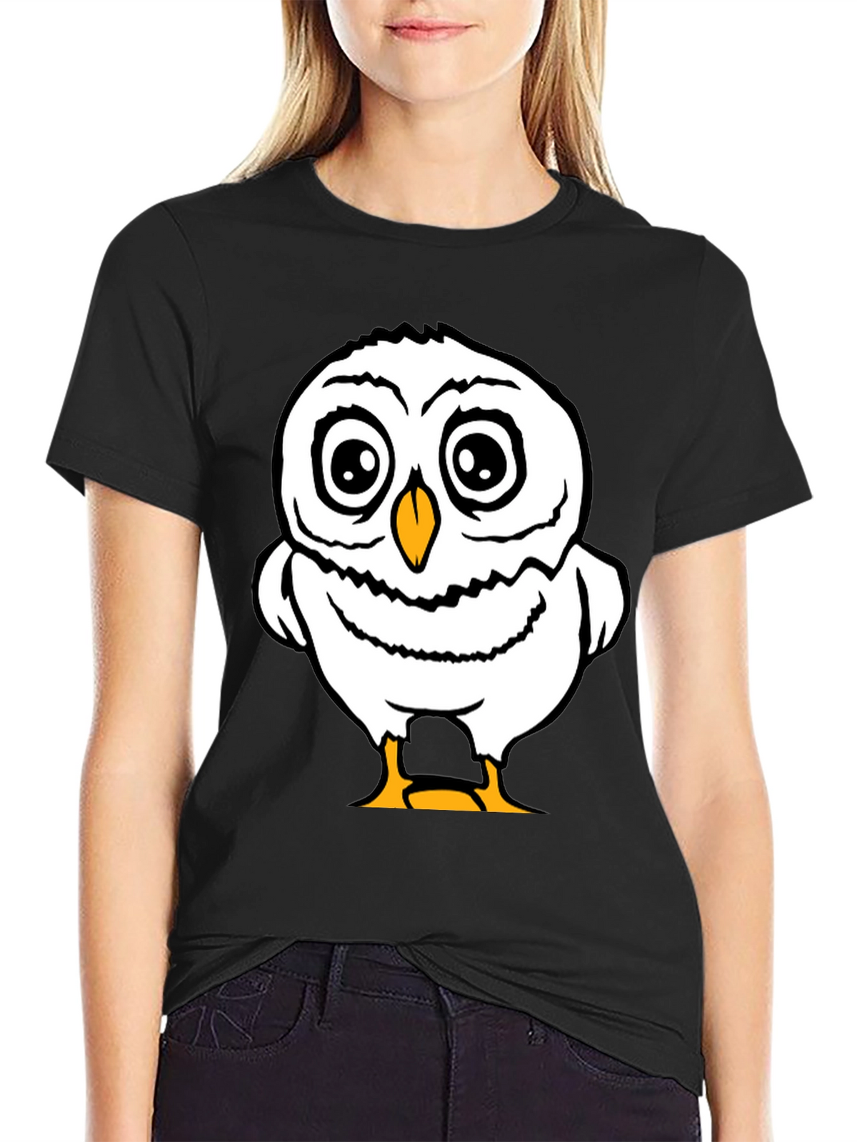 Funny Owl Graphic Tee - Black Cotton T-Shirt