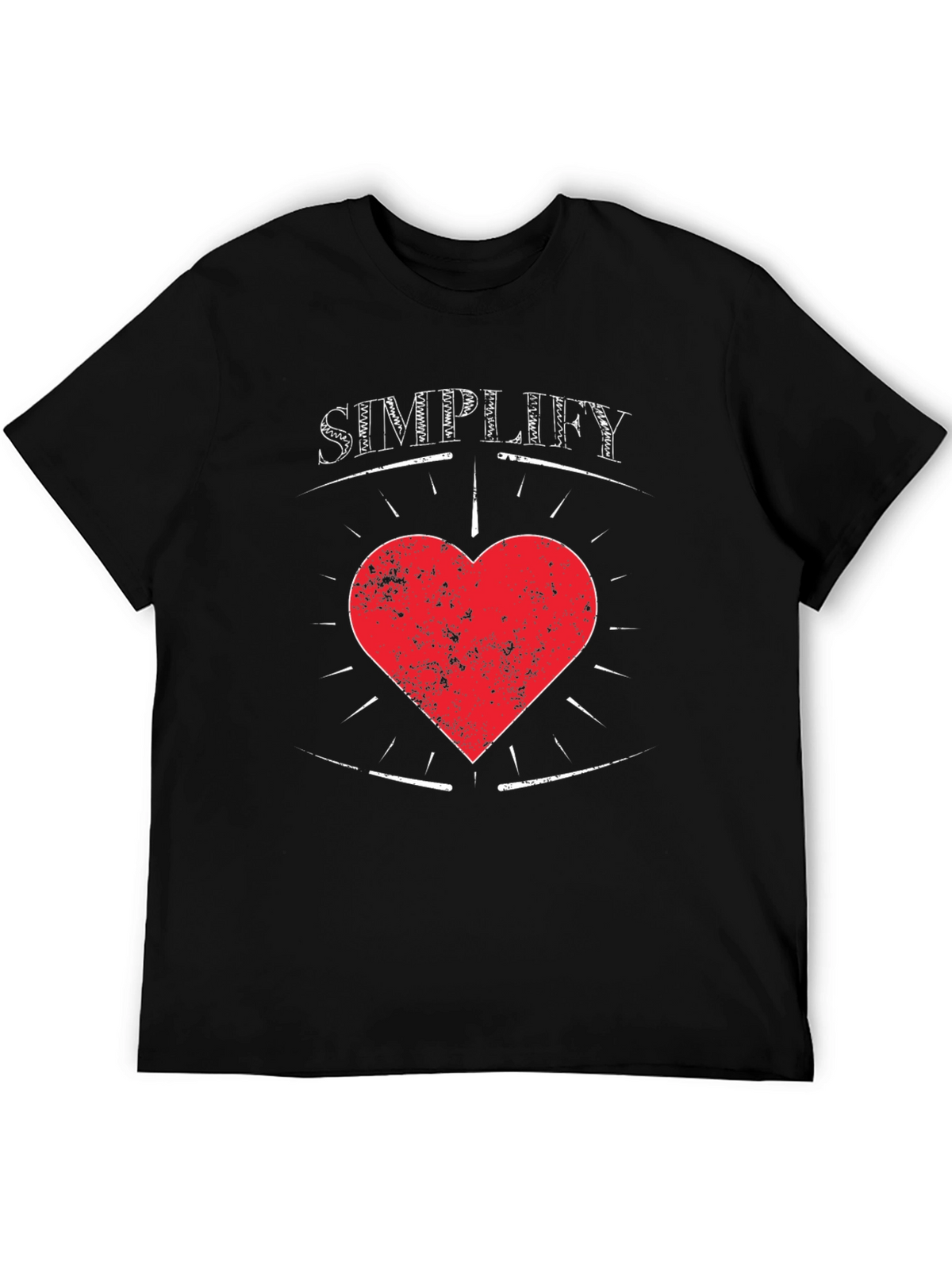 Simplify Heart Tee - Mens Black Graphic T-Shirt