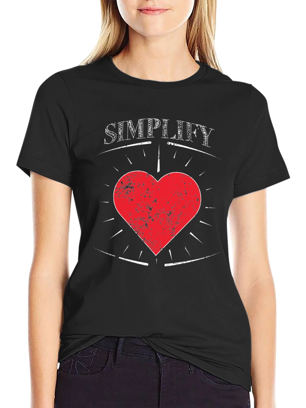 Simplify Heart Tee - Mens Black Graphic T-Shirt