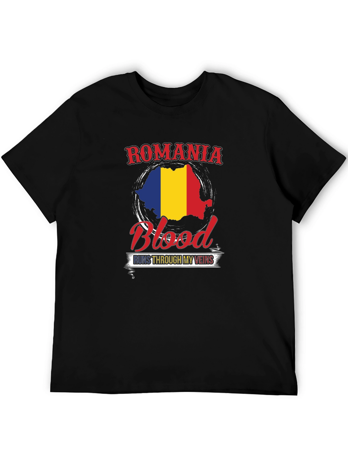 Romania Blood Runs Through My Veins Black T-Shirt