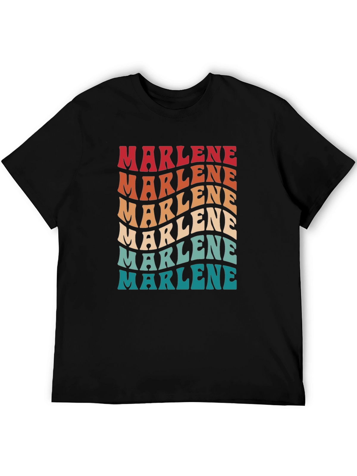 Marlene Retro Wavy Text Black Tee