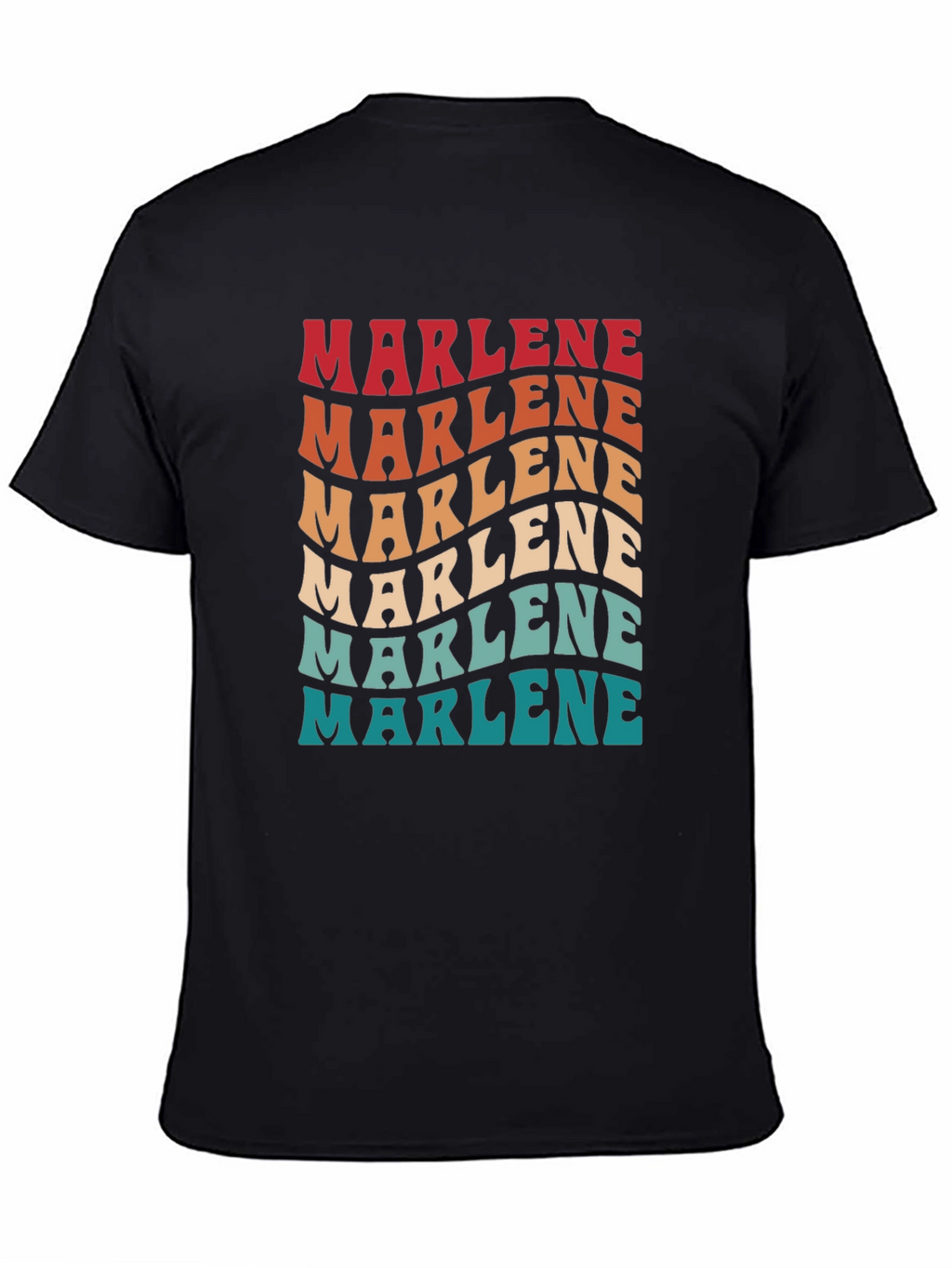 Marlene Retro Wavy Text Black Tee