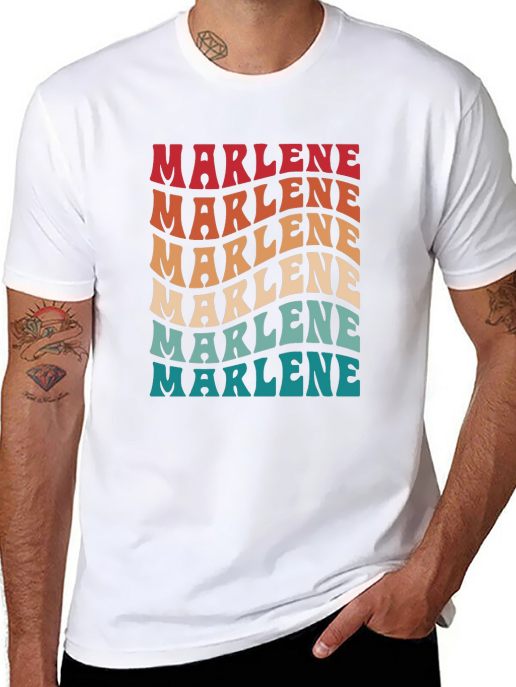 Marlene Retro Wavy Text Black Tee