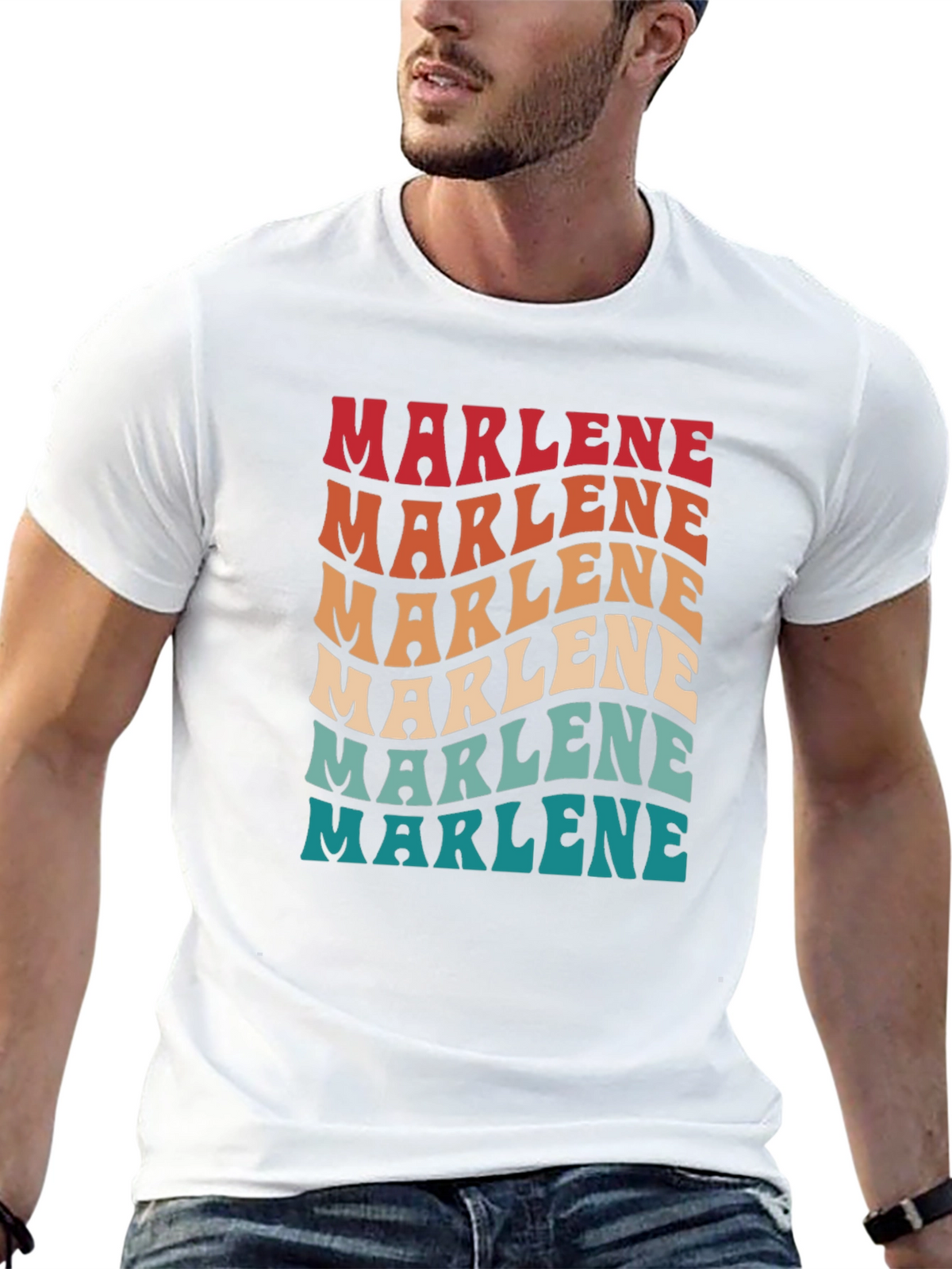 Marlene Retro Wavy Text Black Tee