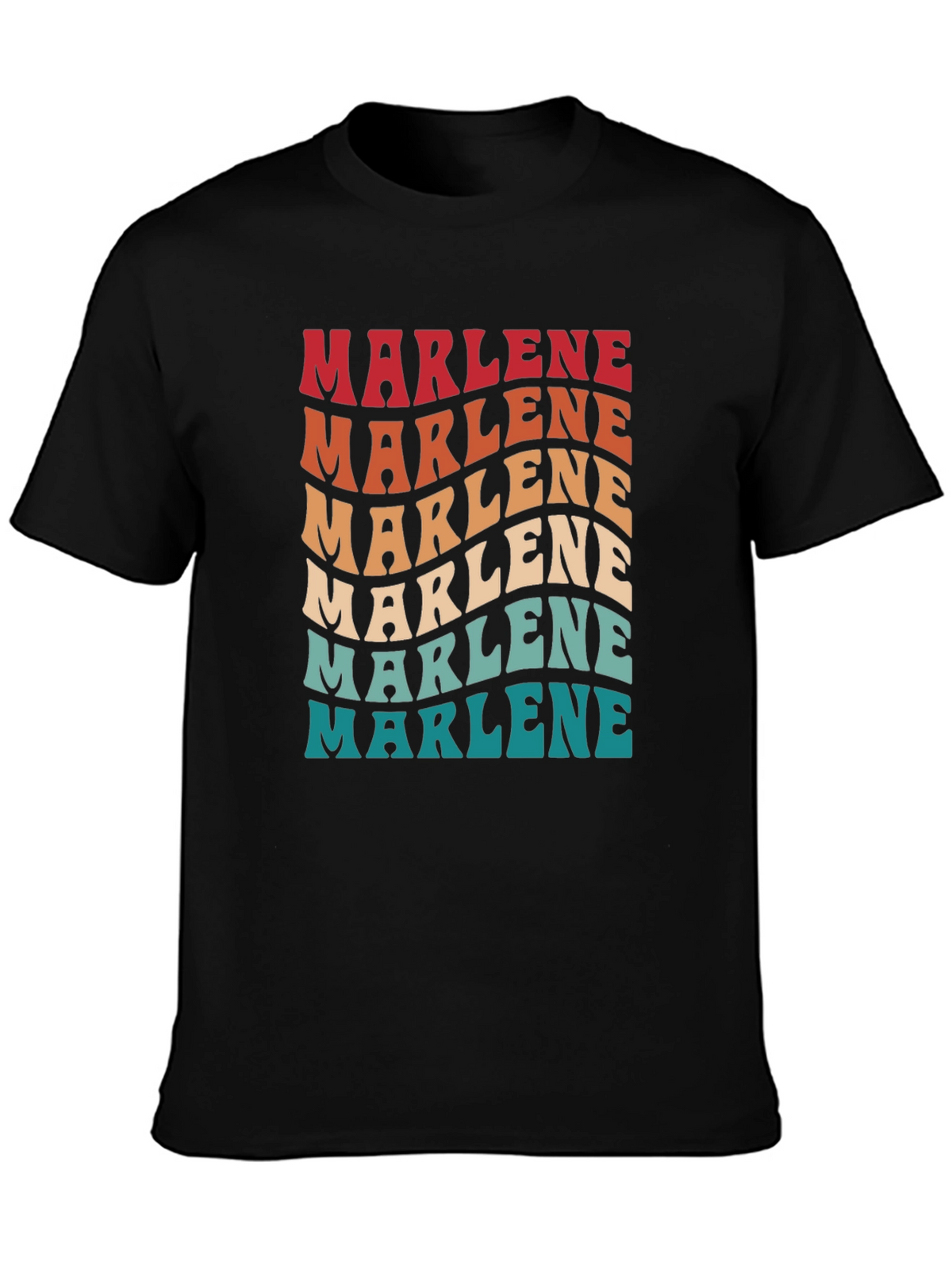 Marlene Retro Wavy Text Black Tee
