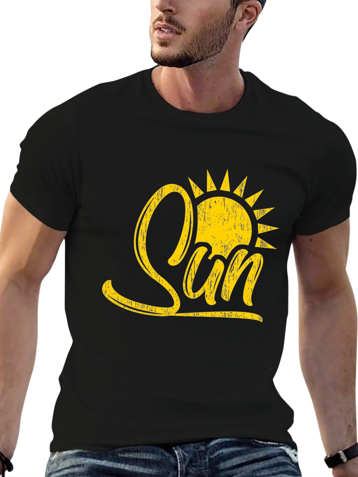 Sunshine Graphic Black T-Shirt for Men