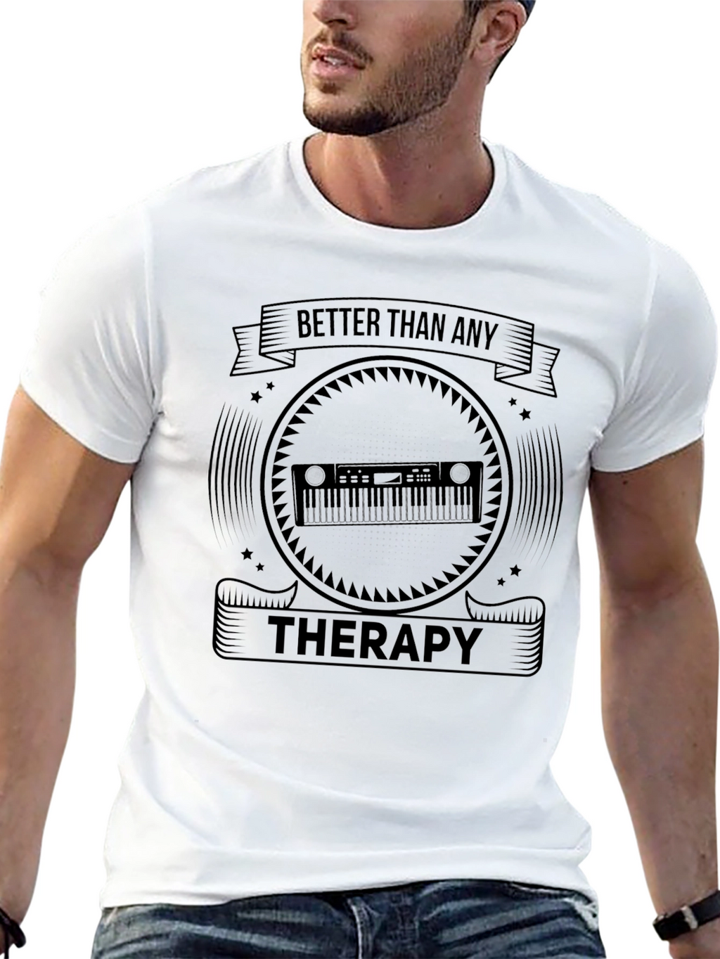 Music is Therapy Black Graphic Tee