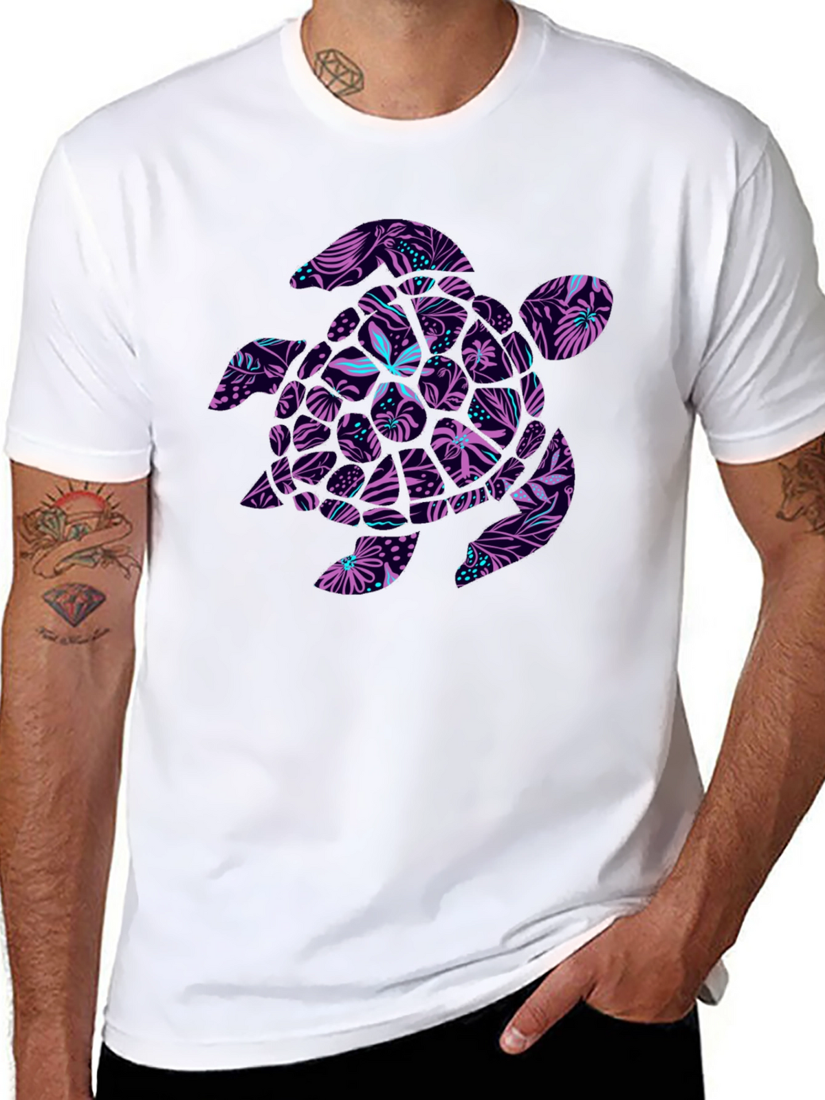 Tropical Turtle Black T-Shirt