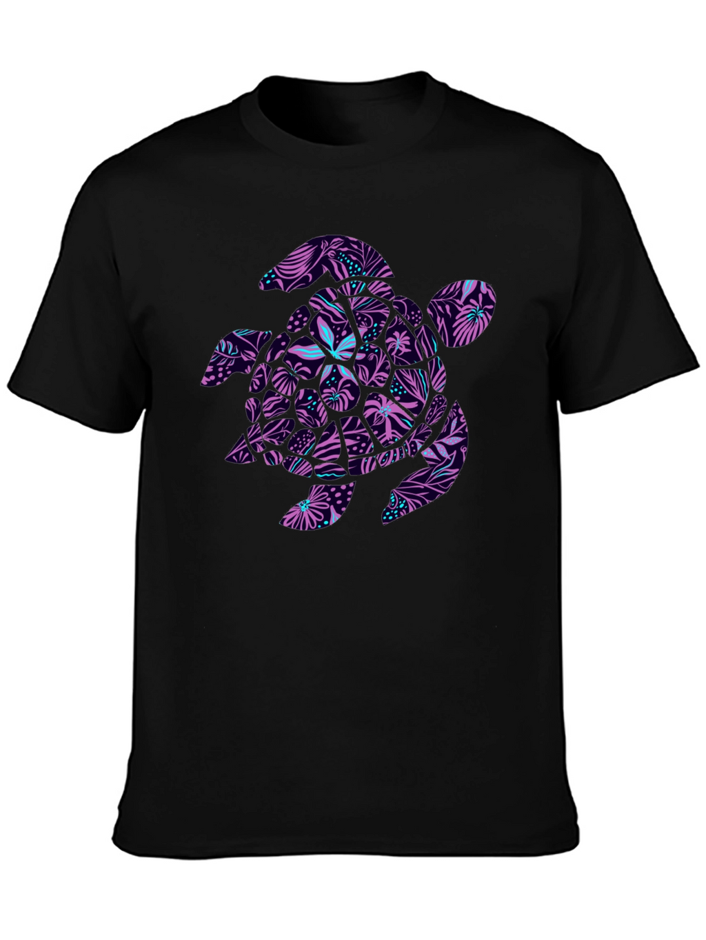 Tropical Turtle Black T-Shirt
