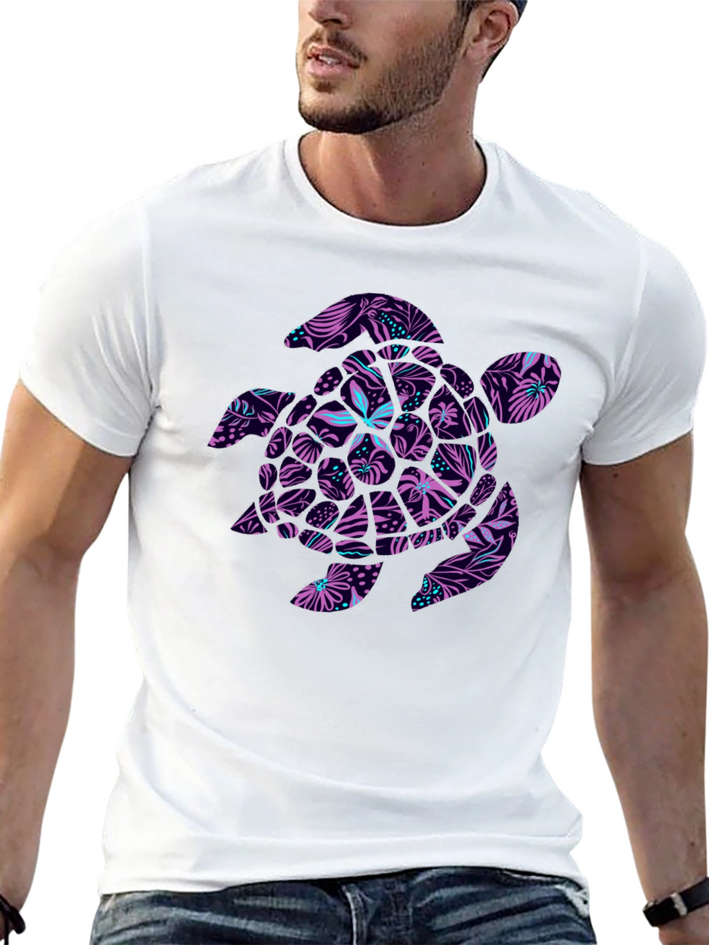 Tropical Turtle Black T-Shirt