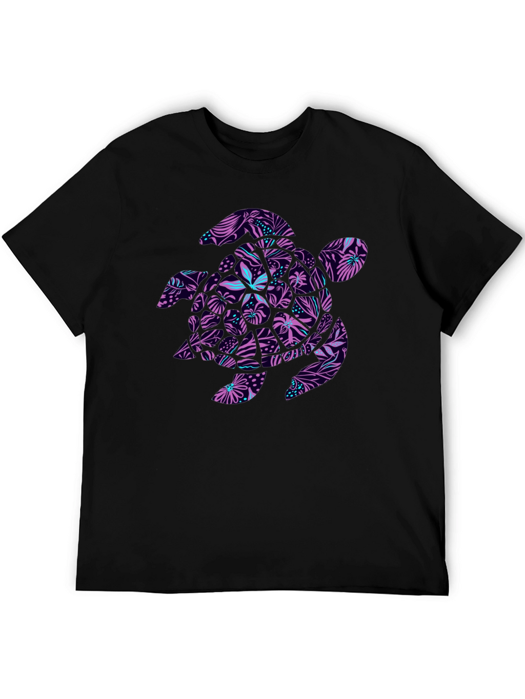 Tropical Turtle Black T-Shirt
