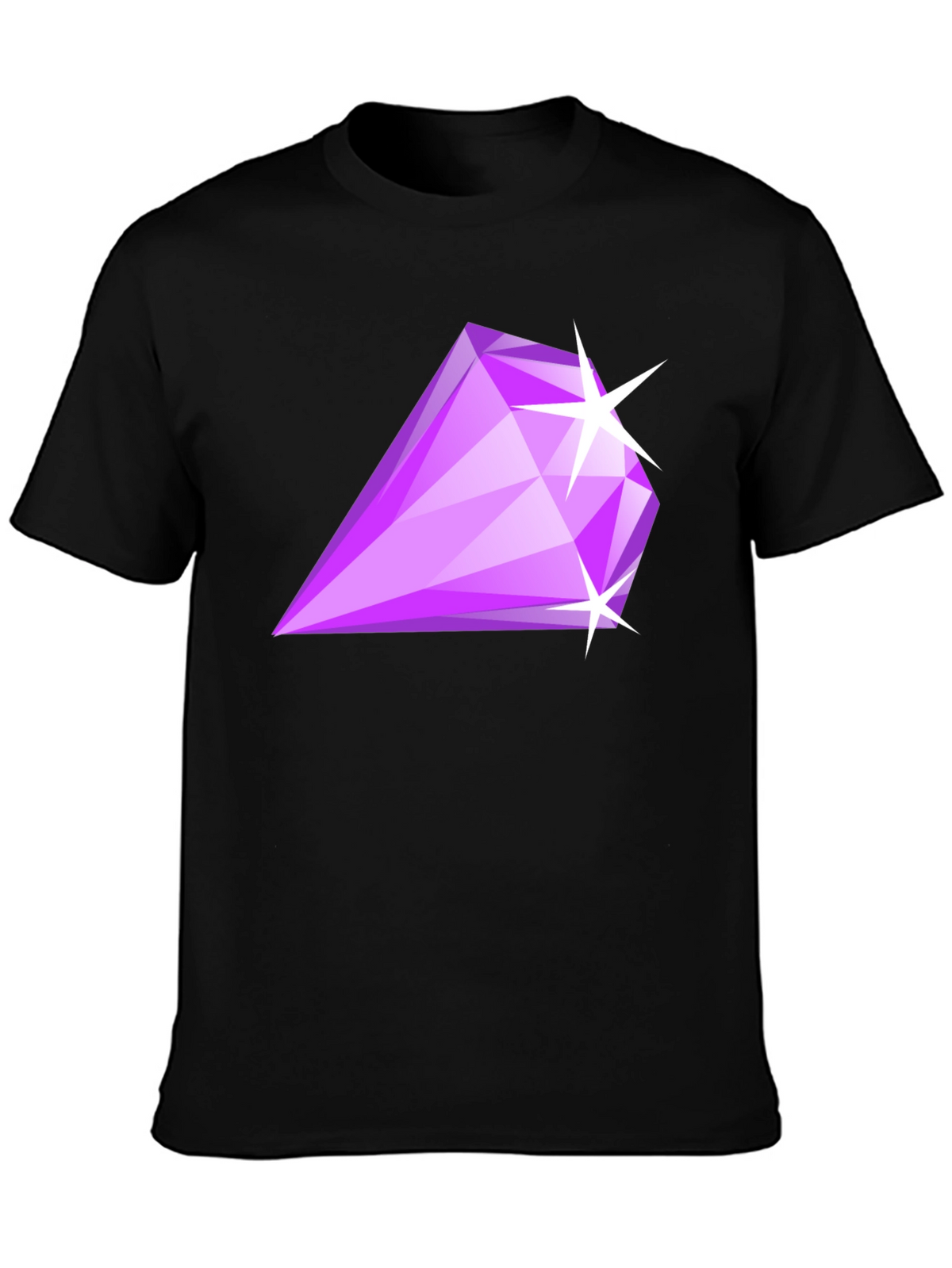 Mens Black T-Shirt with Purple Diamond Graphic