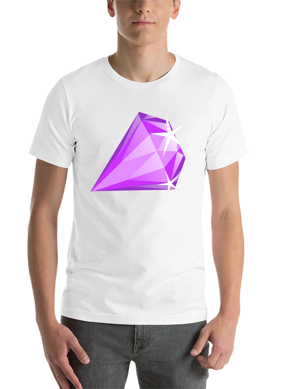 Mens Black T-Shirt with Purple Diamond Graphic