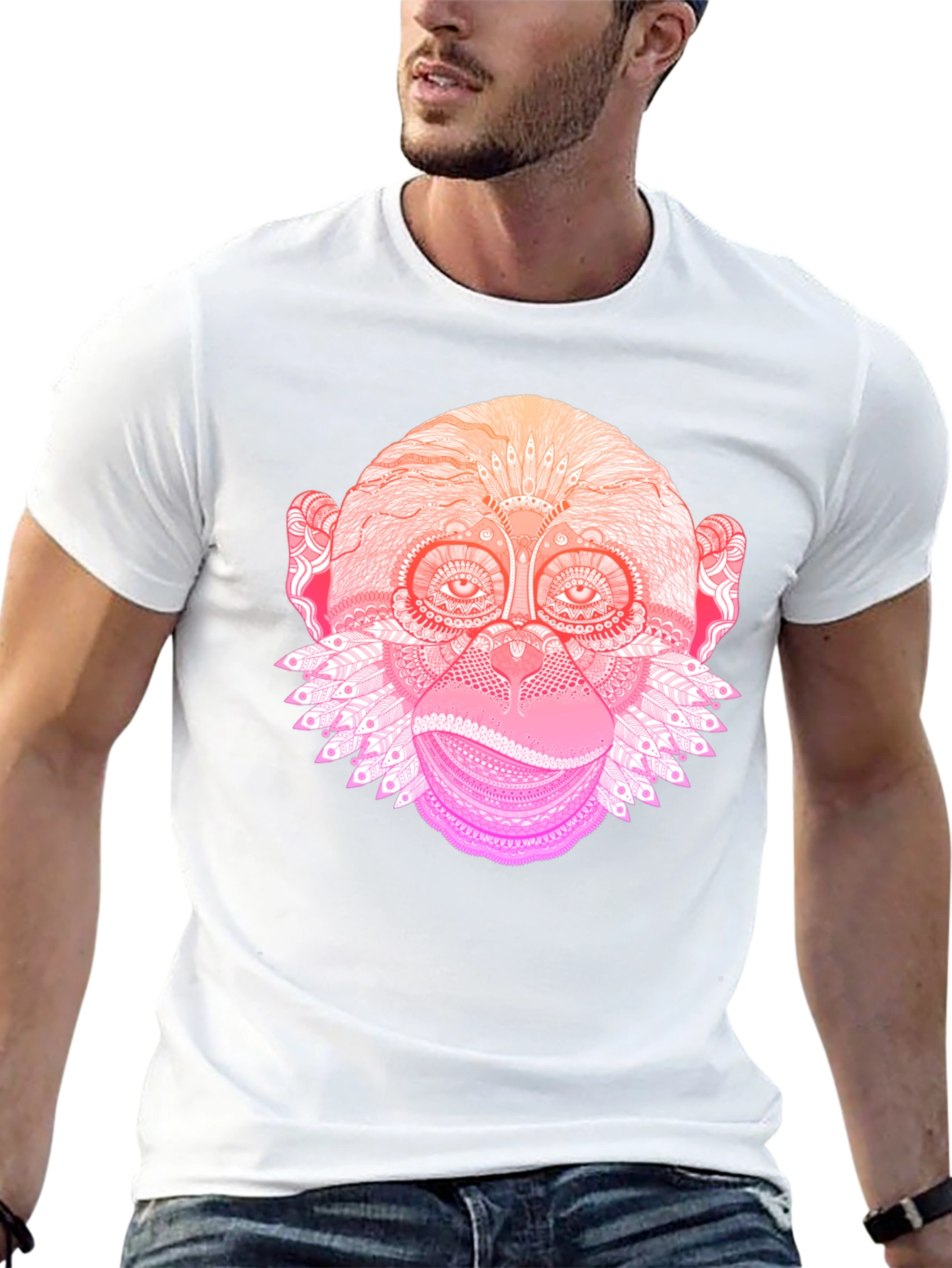 Monkey Mandala Graphic Tee - Black