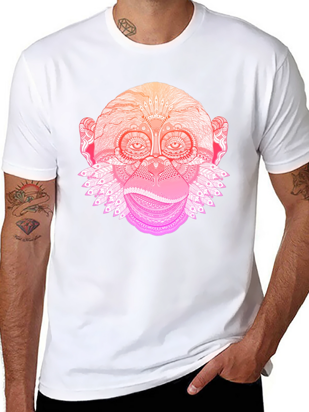 Monkey Mandala Graphic Tee - Black
