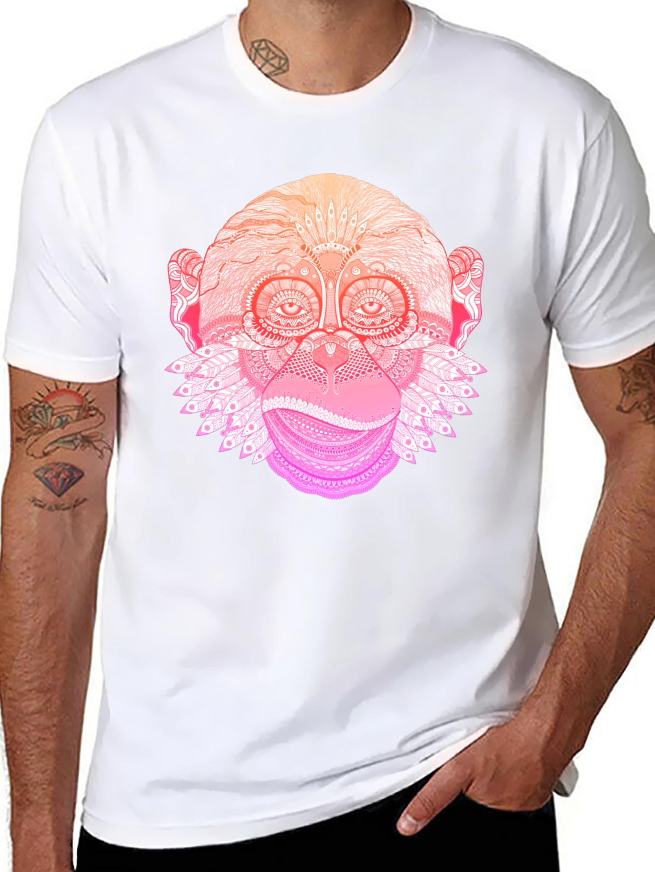 Monkey Mandala Graphic Tee - Black