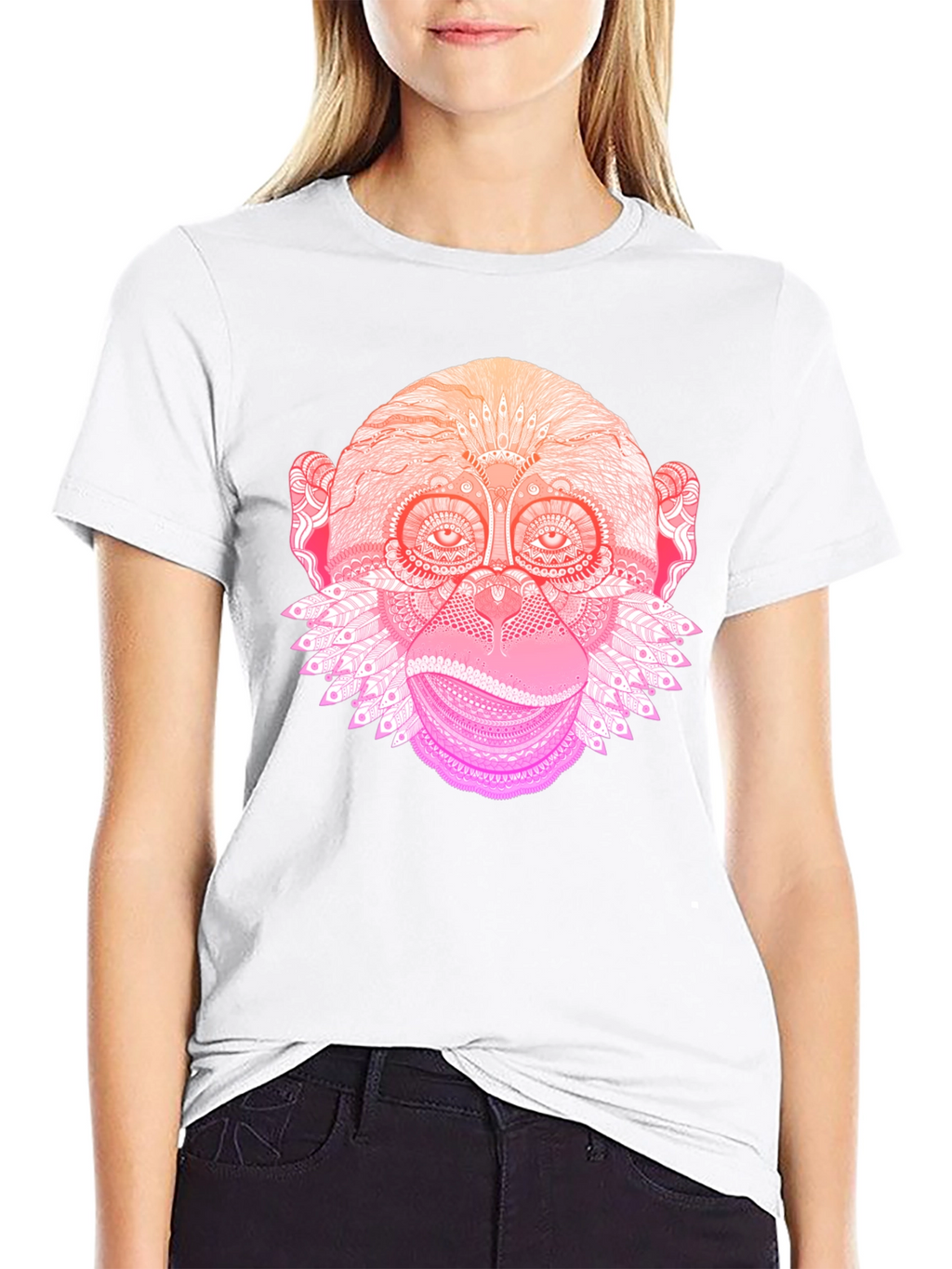 Monkey Mandala Graphic Tee - Black