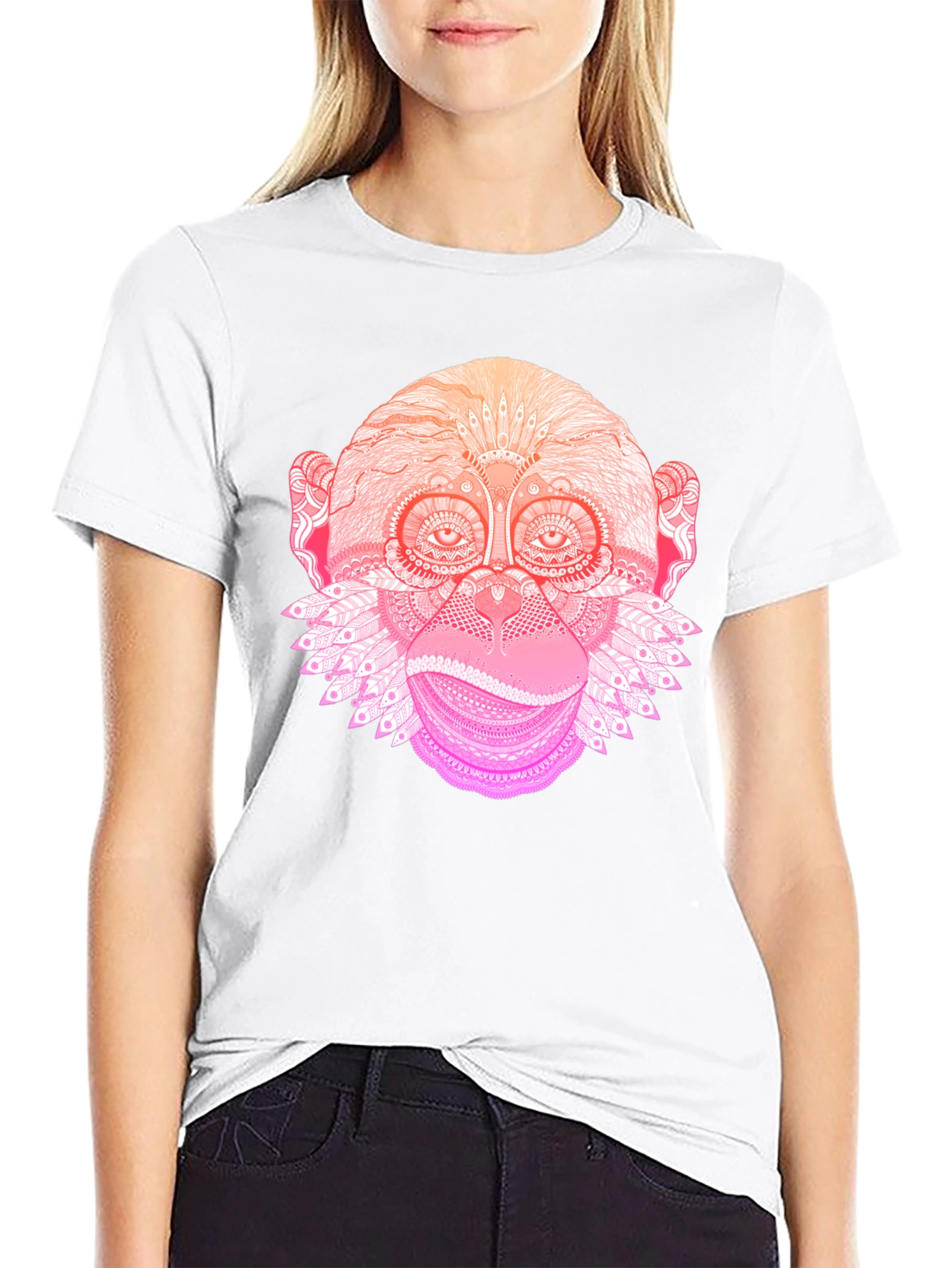 Monkey Mandala Graphic Tee - Black