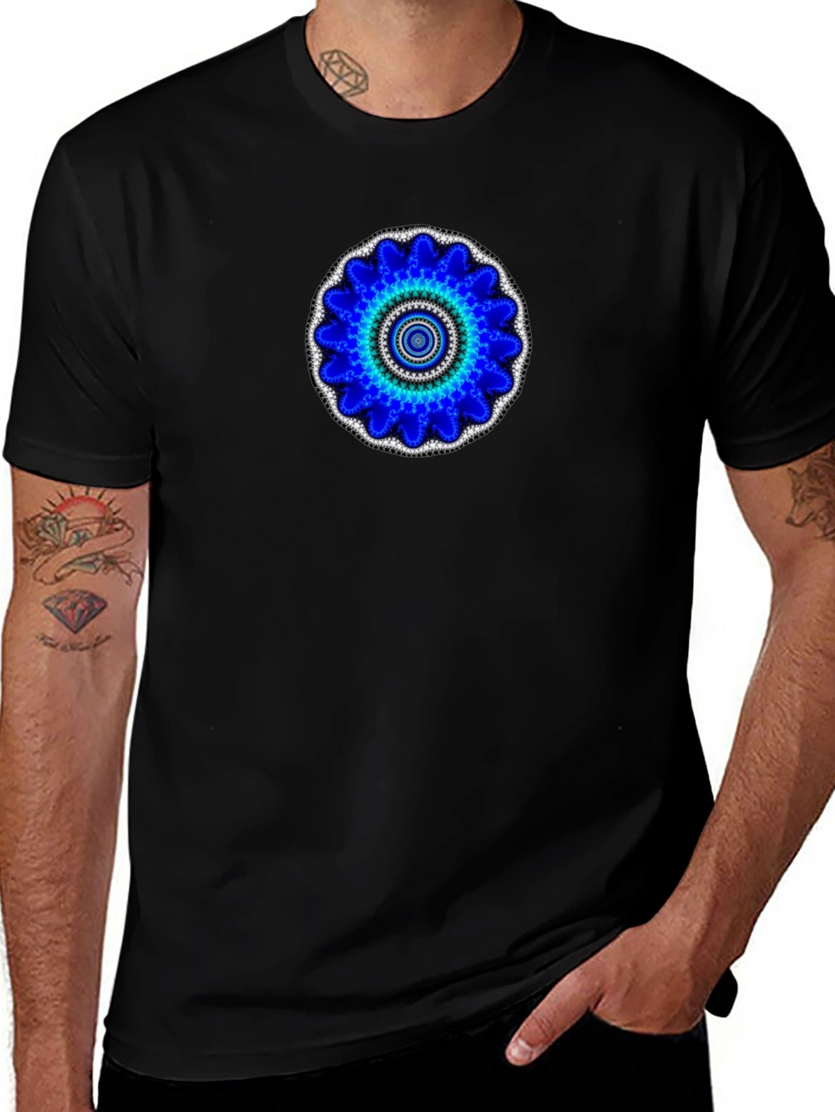 Blue Mandala Graphic Print T-Shirt
