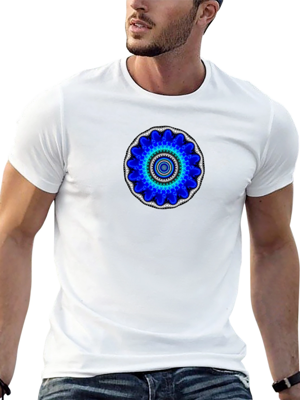 Blue Mandala Graphic Print T-Shirt
