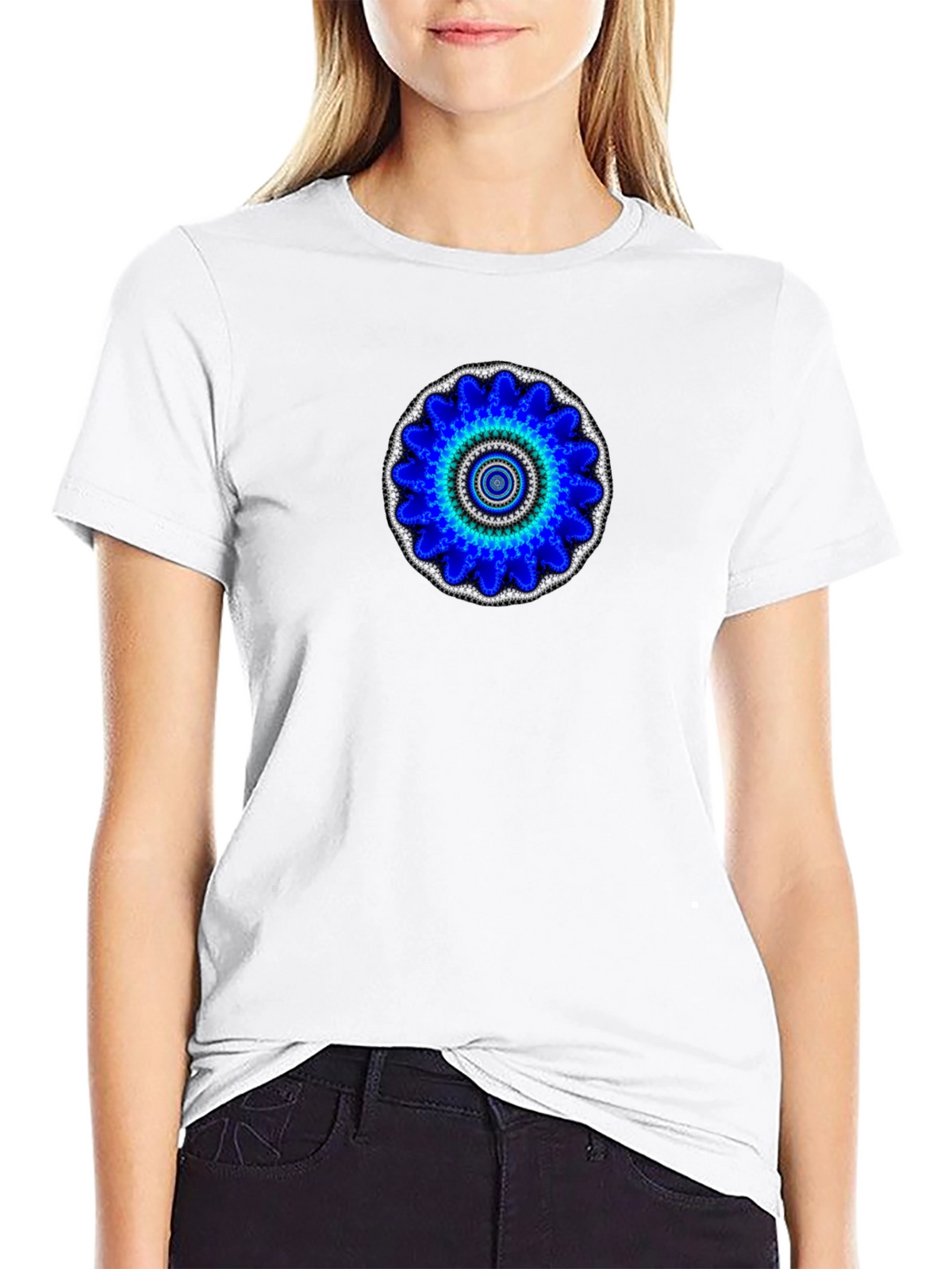 Blue Mandala Graphic Print T-Shirt