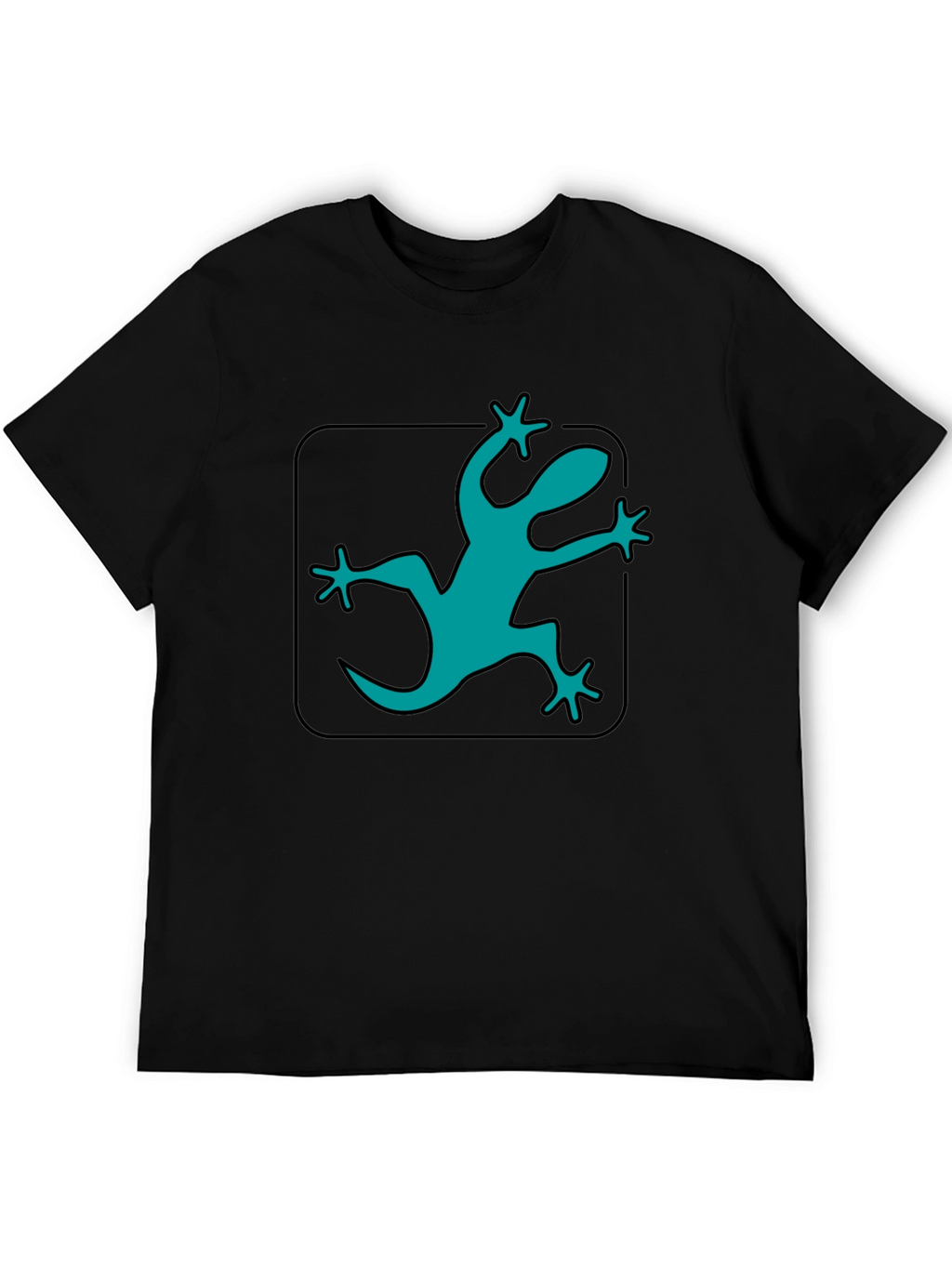 Teal Lizard Graphic Black T-Shirt