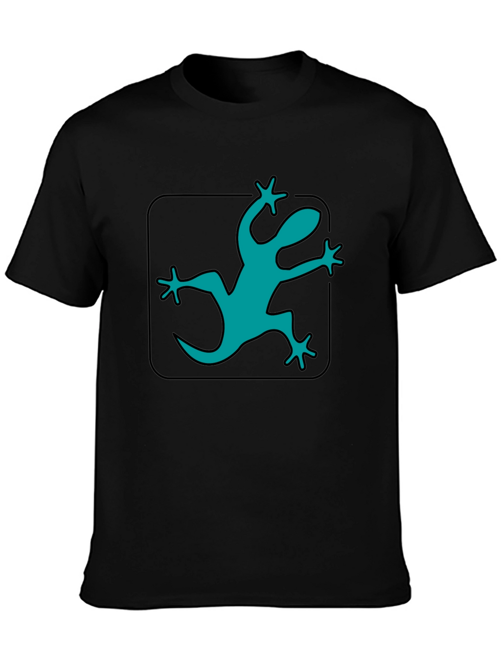 Teal Lizard Graphic Black T-Shirt