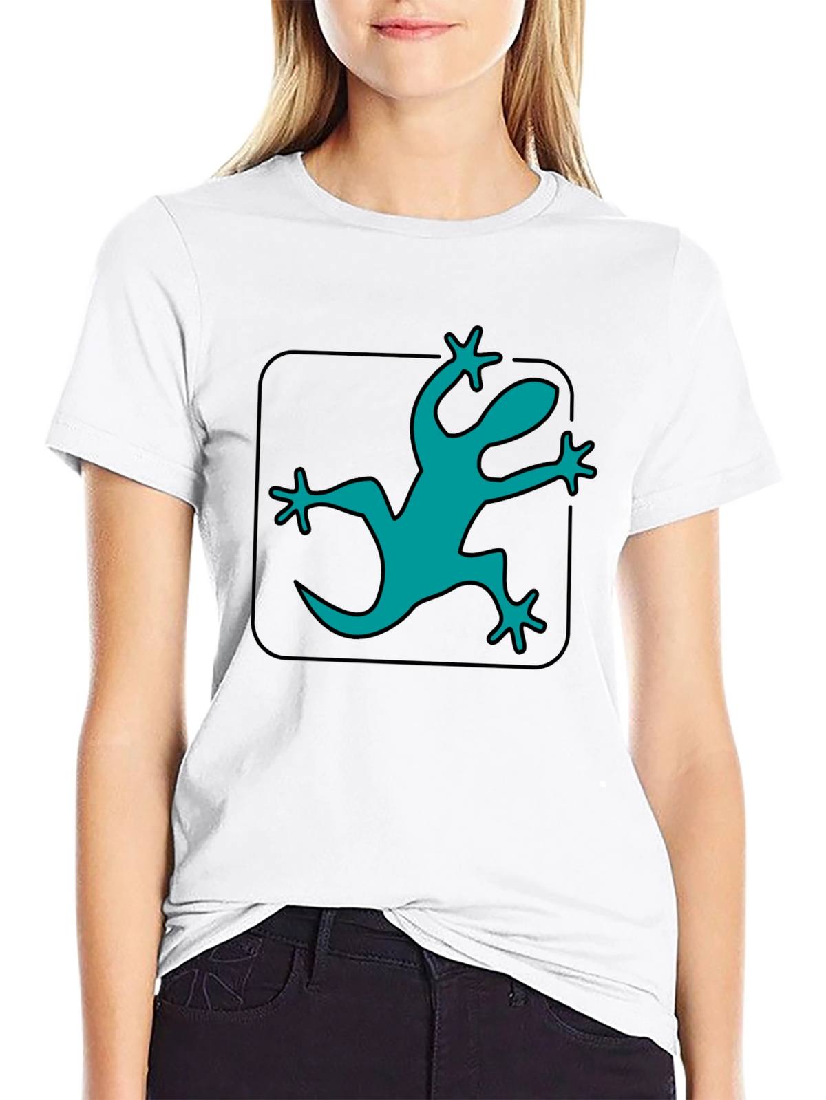 Teal Lizard Graphic Black T-Shirt