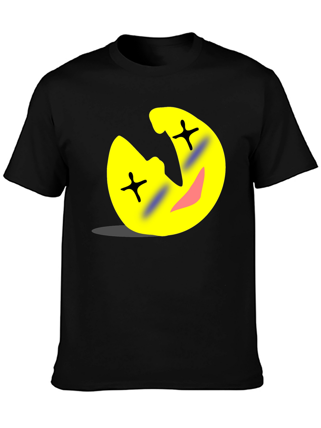 Funny Cartoon Emoji Black T-Shirt