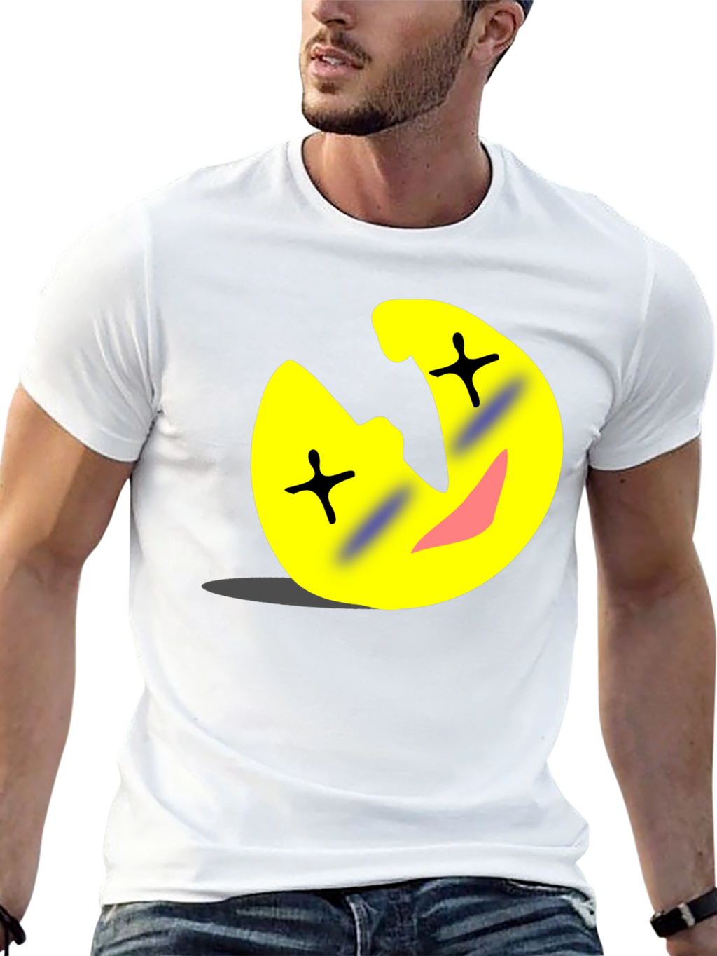 Funny Cartoon Emoji Black T-Shirt
