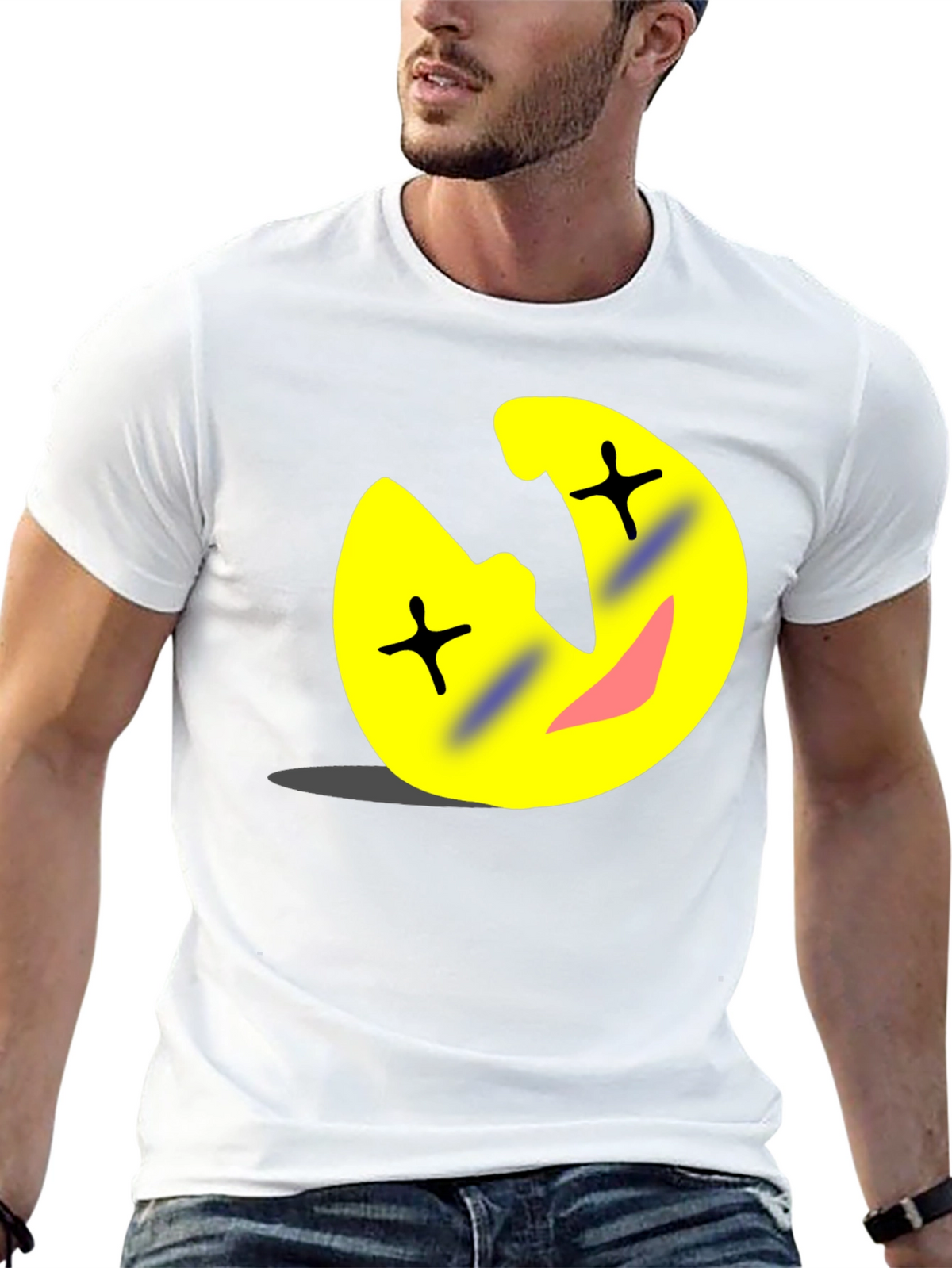 Funny Cartoon Emoji Black T-Shirt