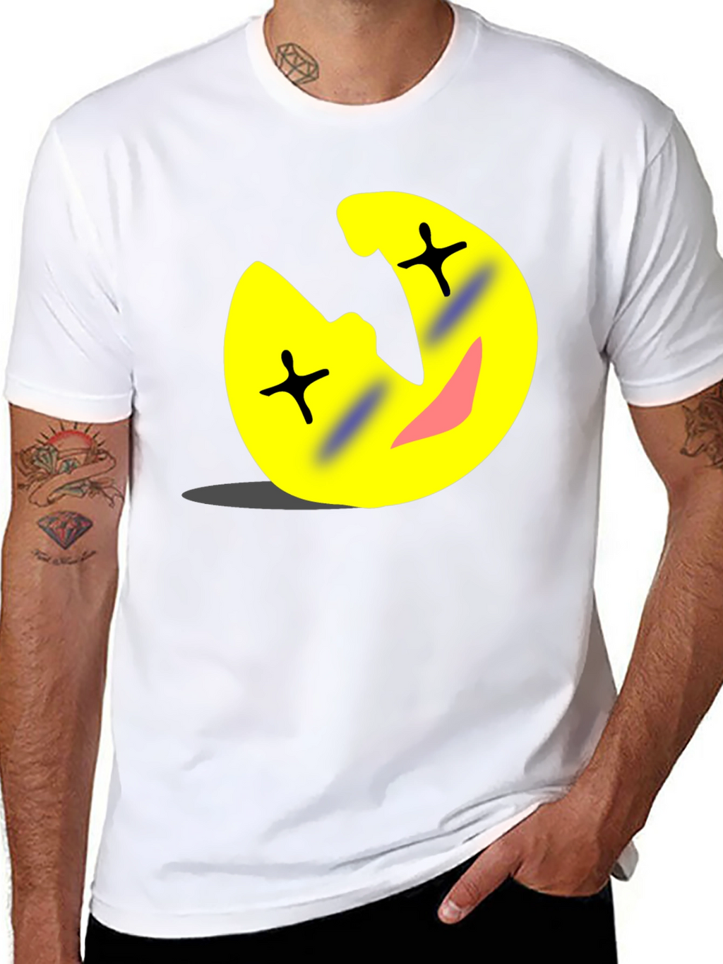 Funny Cartoon Emoji Black T-Shirt