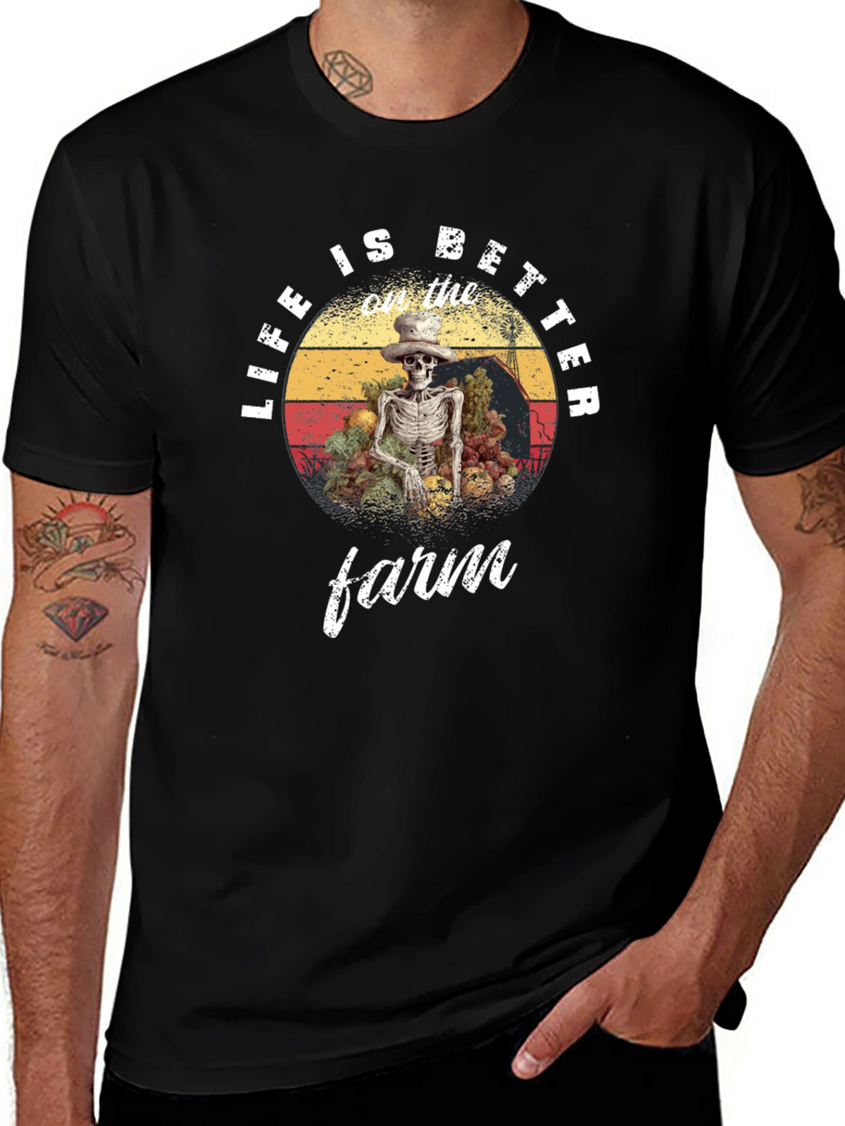 Life is Better on the Farm Skeleton Graphic Tee