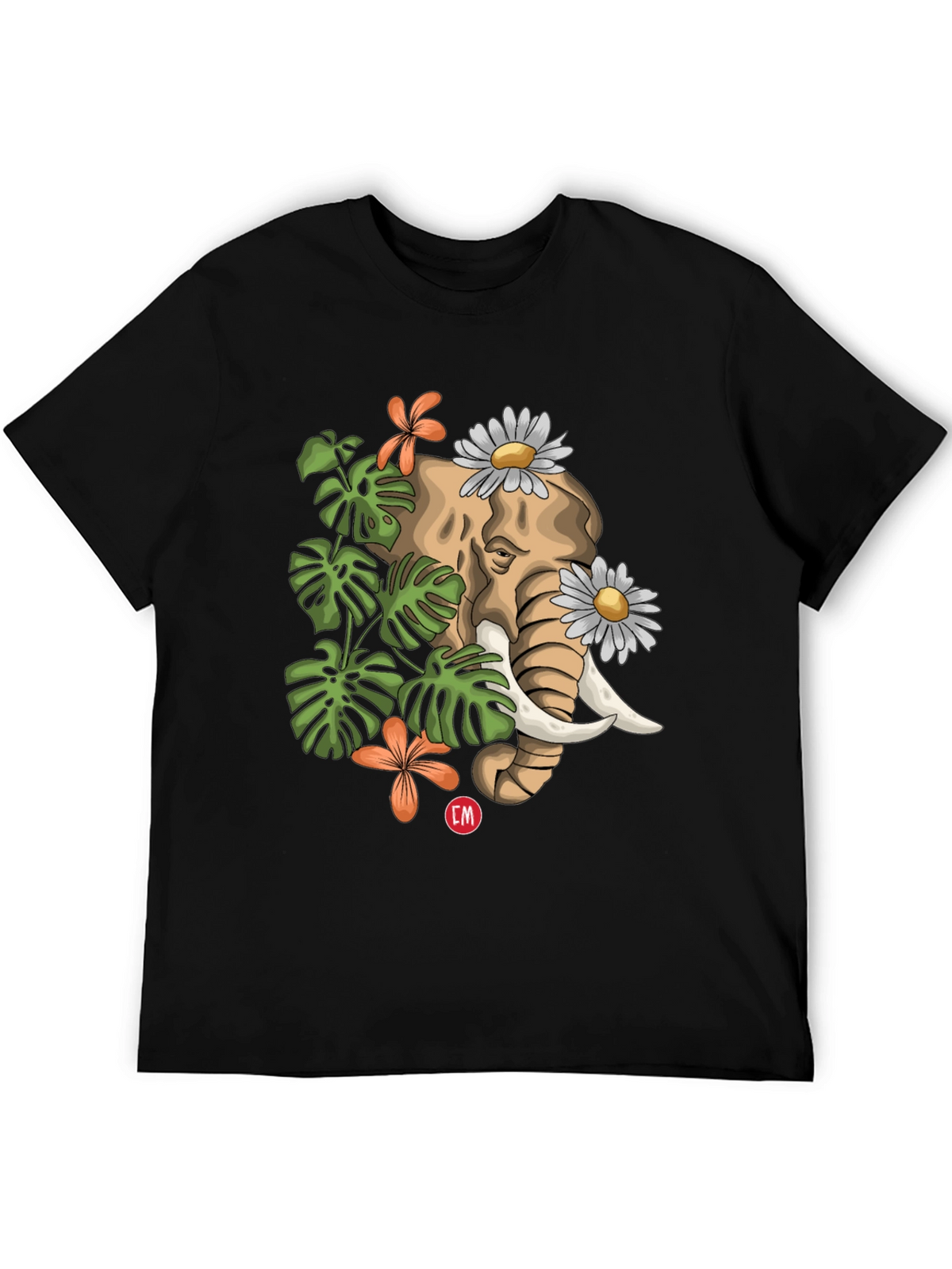 Elephant Floral Graphic Tee - Nature Inspired Design