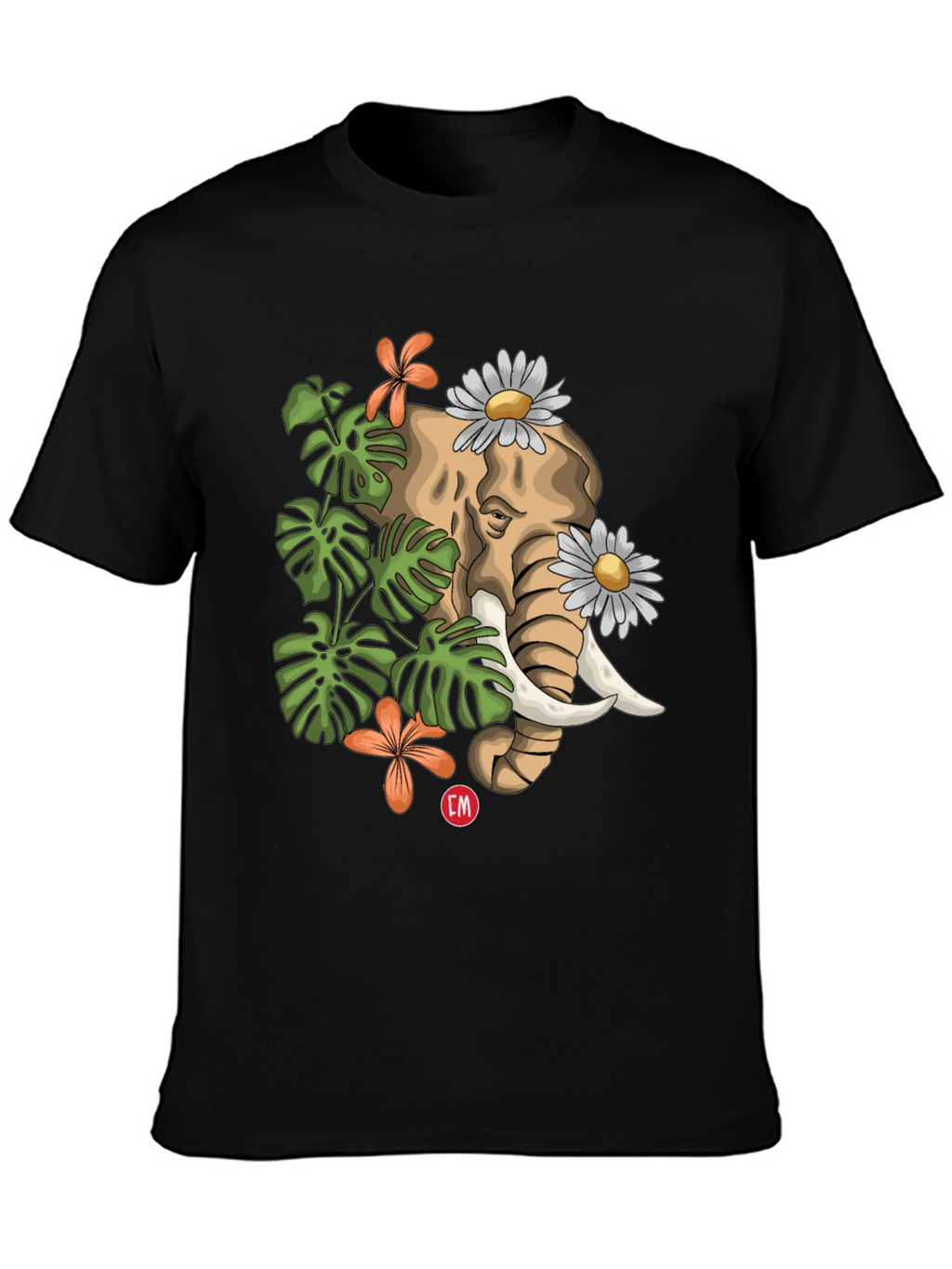 Elephant Floral Graphic Tee - Nature Inspired Design