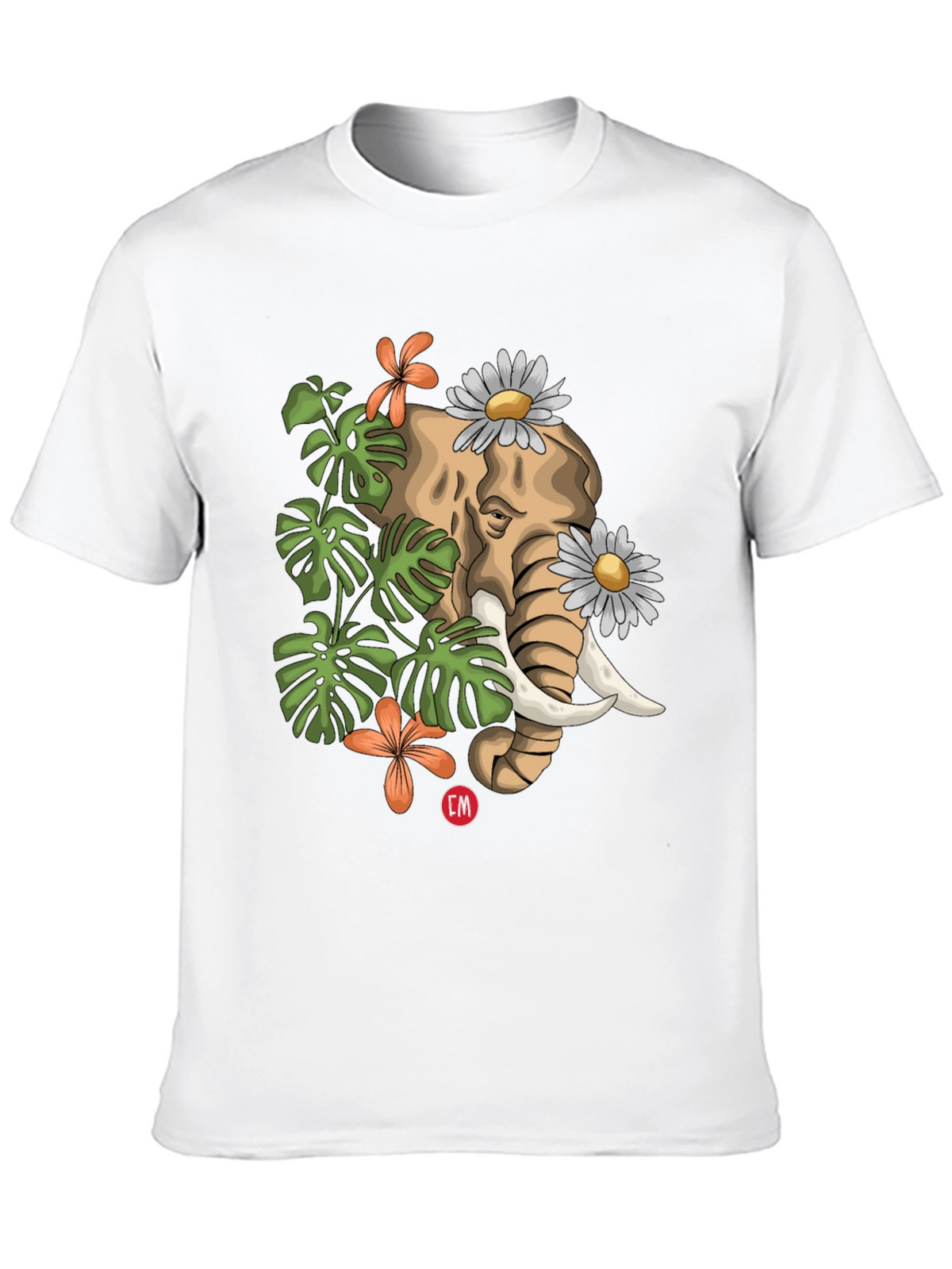 Elephant Floral Graphic Tee - Nature Inspired Design