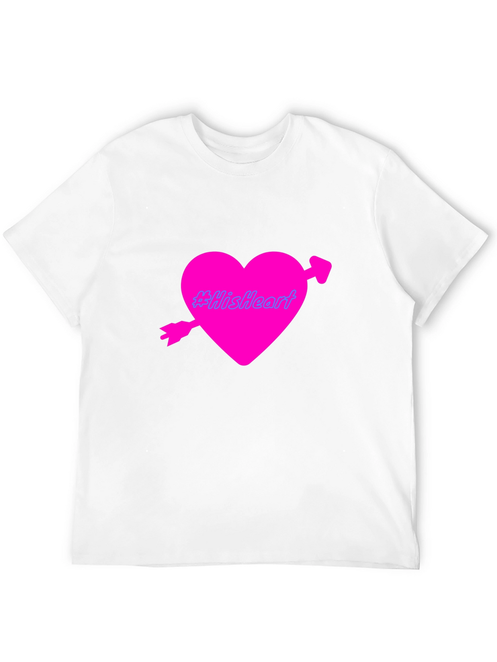 Mens Black T-Shirt with Pink Heart Design