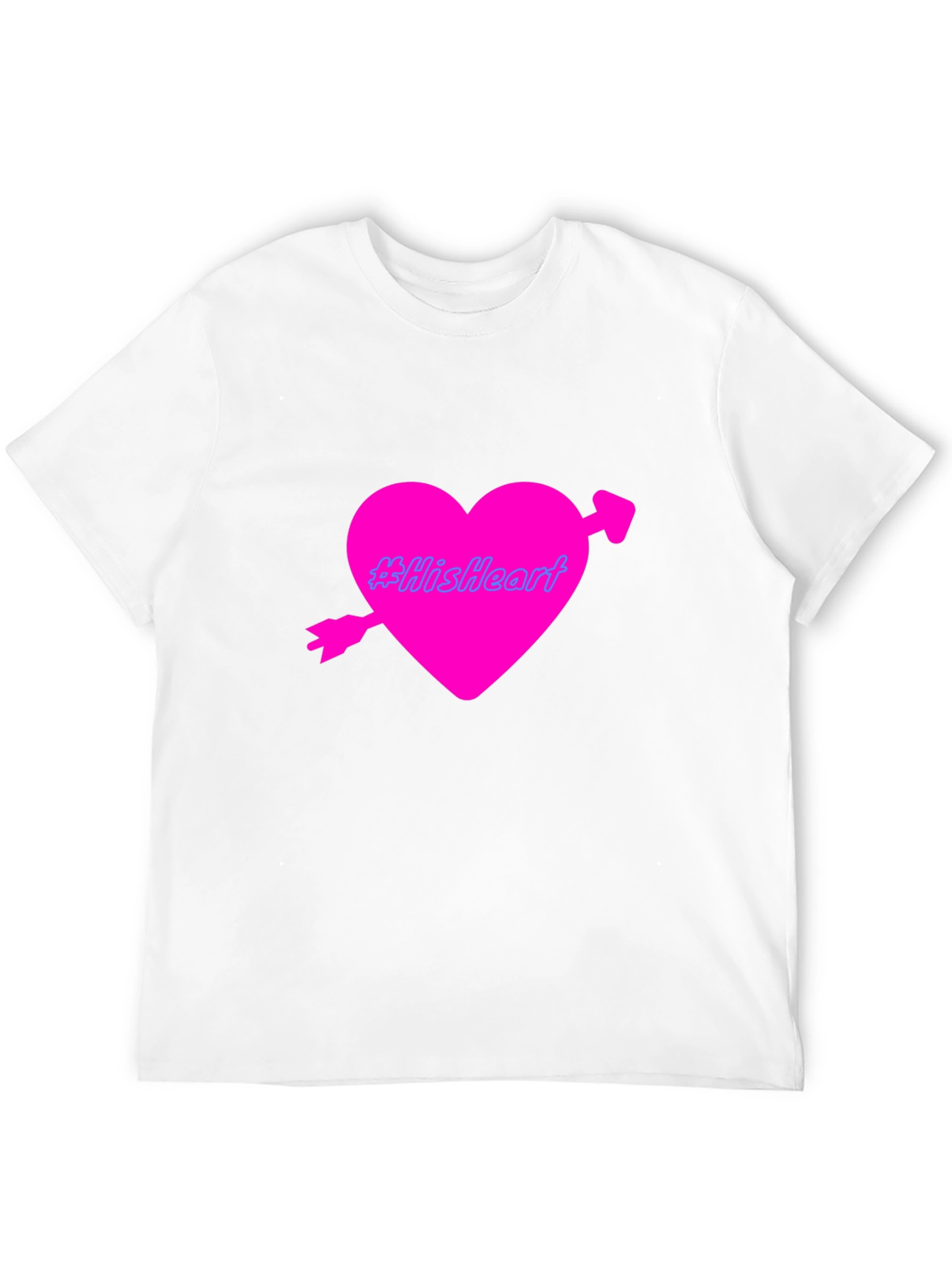 Mens Black T-Shirt with Pink Heart Design