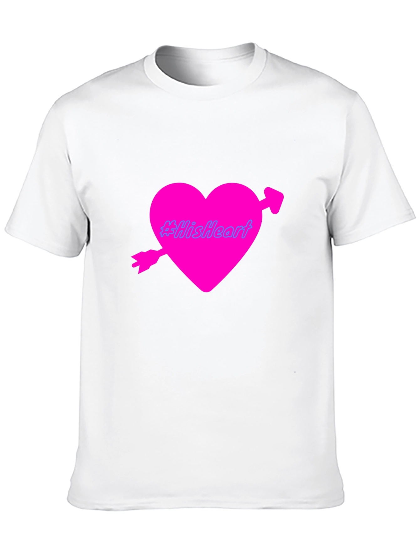 Mens Black T-Shirt with Pink Heart Design