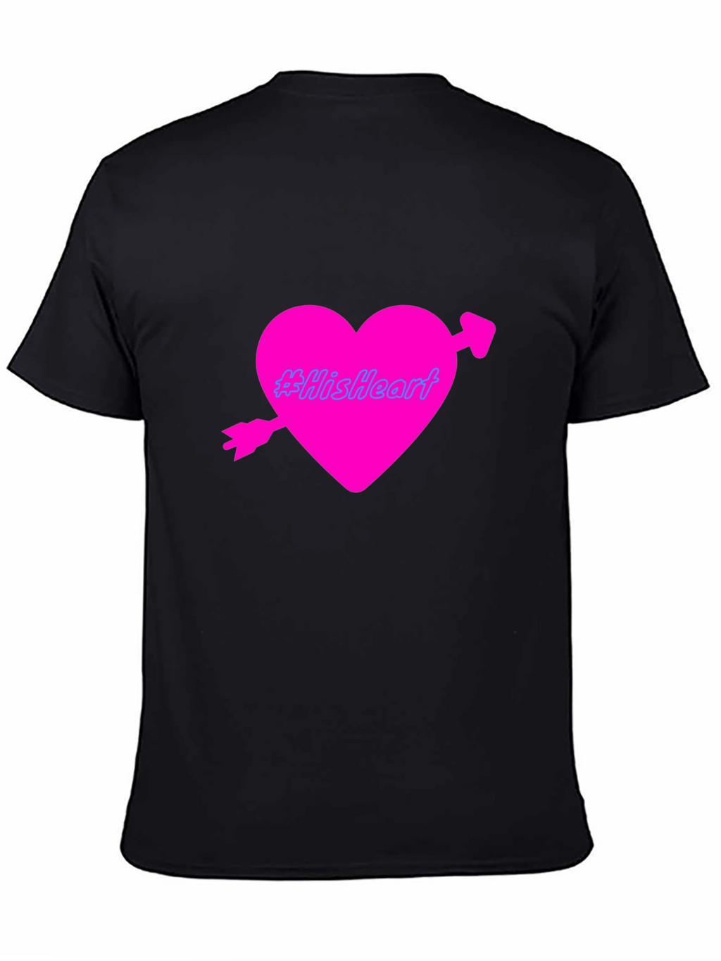 Mens Black T-Shirt with Pink Heart Design