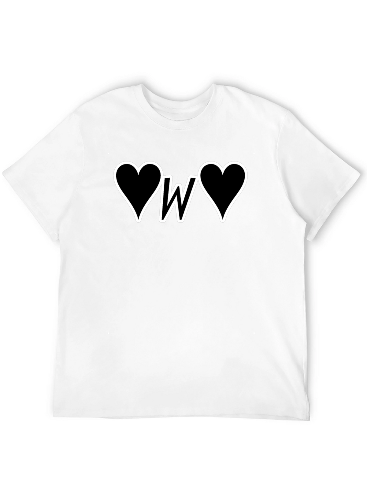 Heart Initial W Graphic T-Shirt - Black