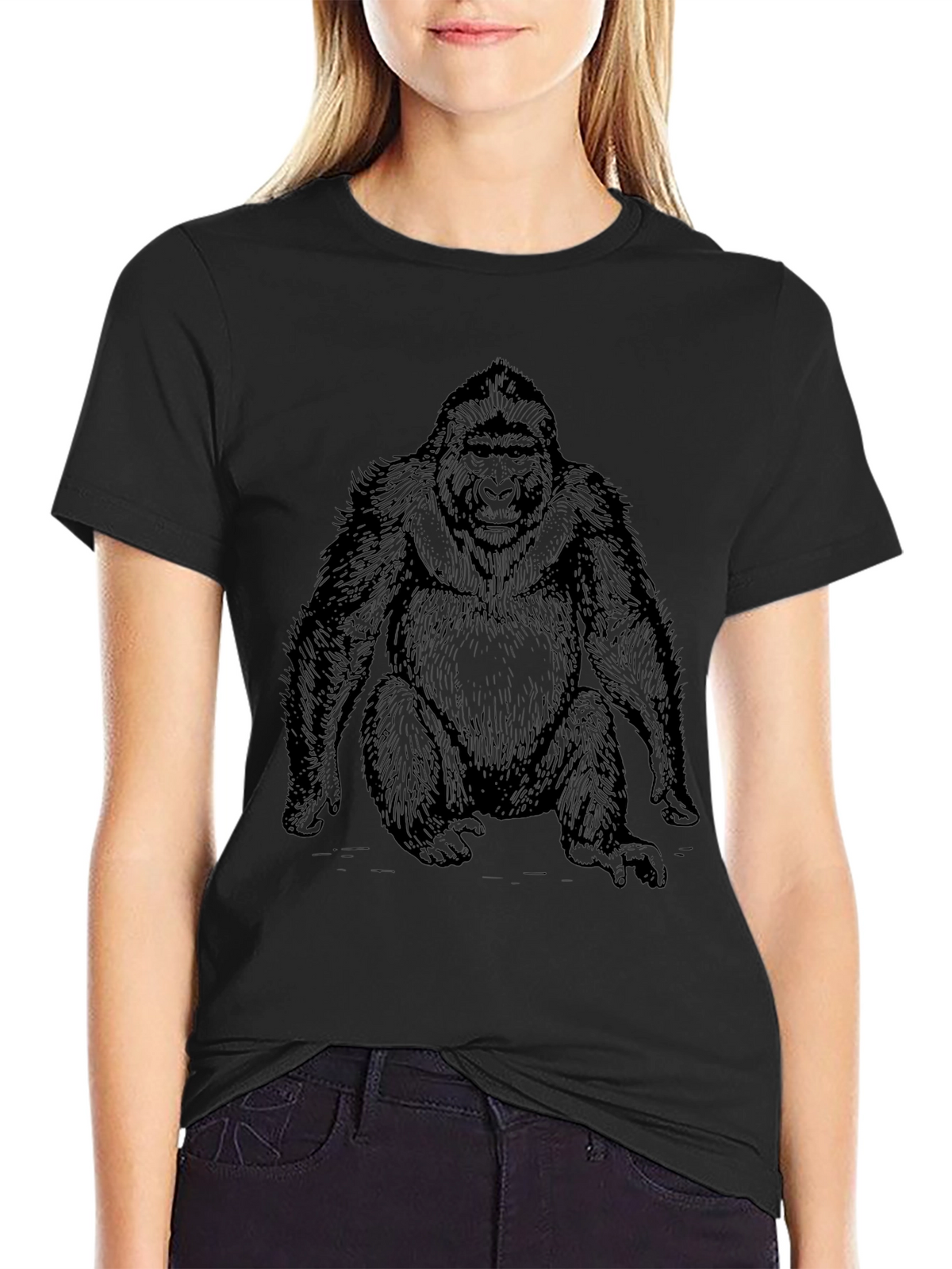 Gorilla Graphic Print Black T-Shirt
