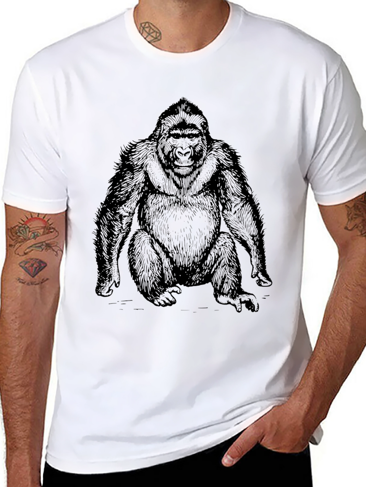 Gorilla Graphic Print Black T-Shirt