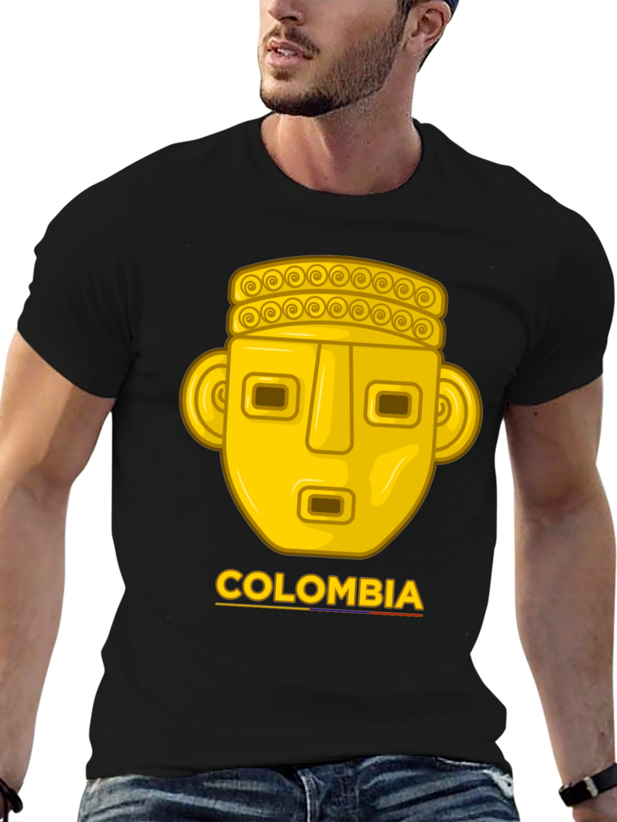 Colombia Gold Mask T-Shirt - Mens Black Tee