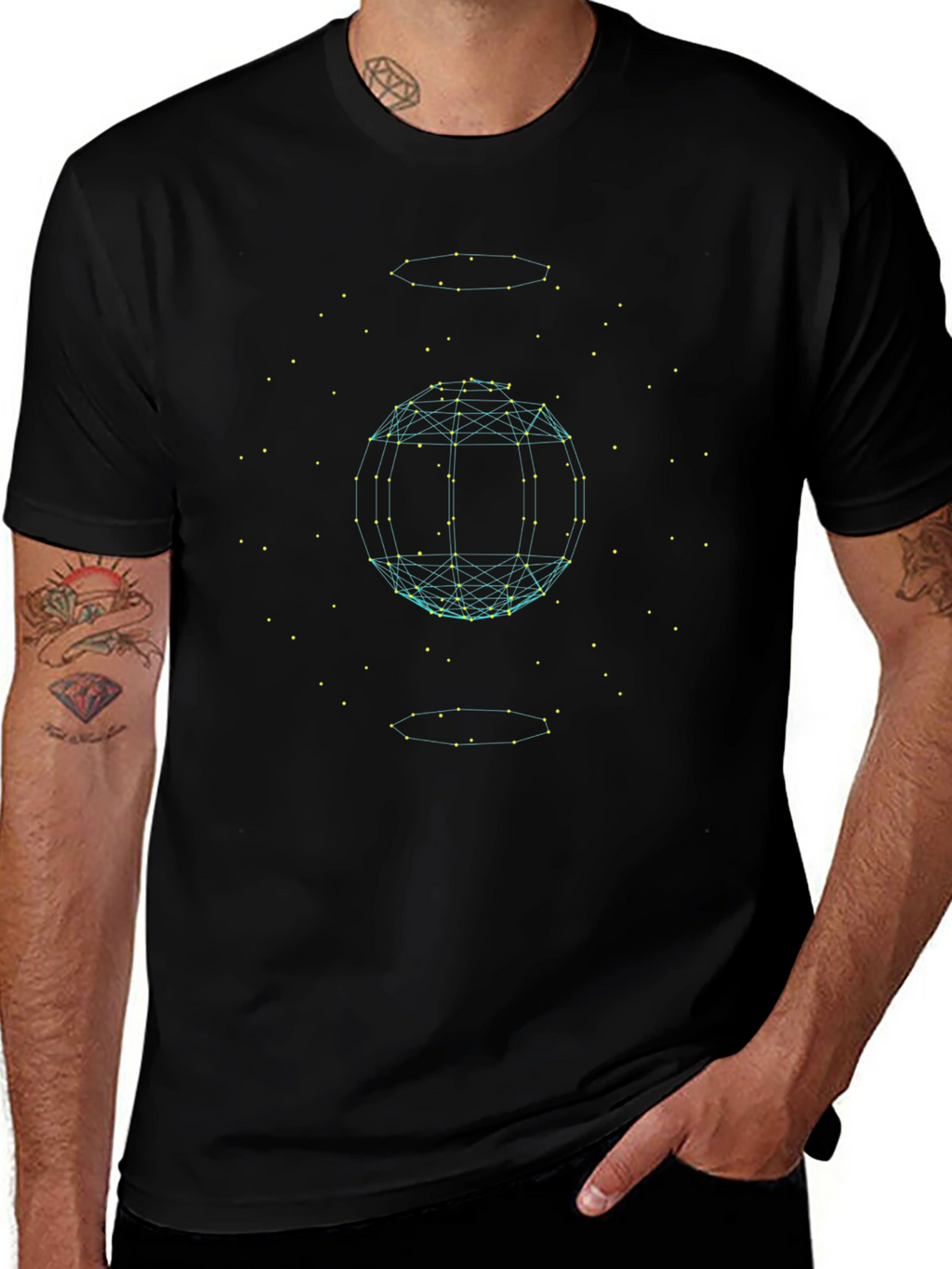 Geometric Sphere Graphic Tee - Modern Style
