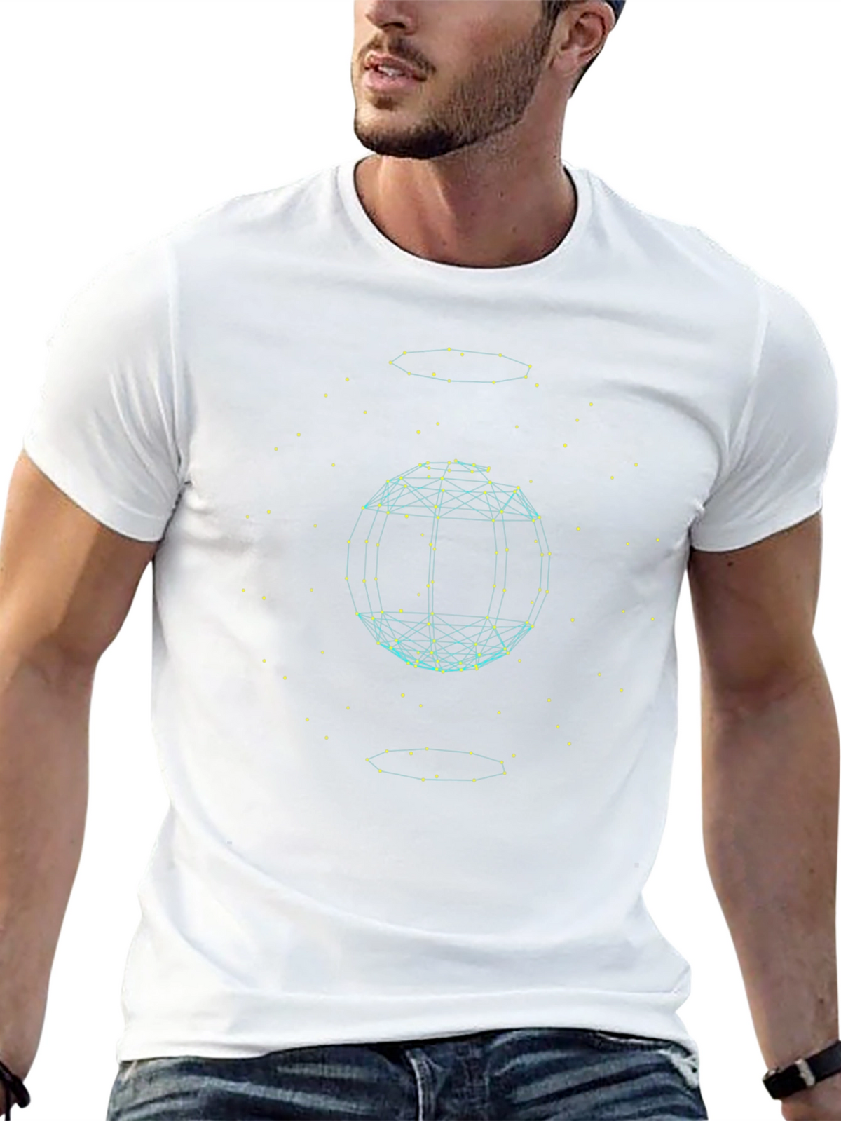Geometric Sphere Graphic Tee - Modern Style