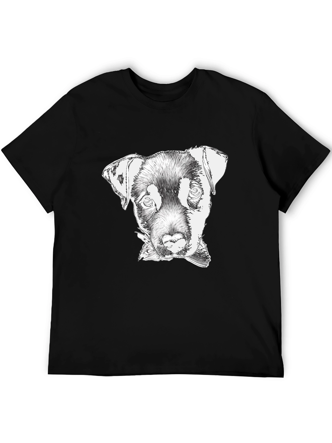 Dog Sketch Tee - Black Cotton Graphic T-Shirt