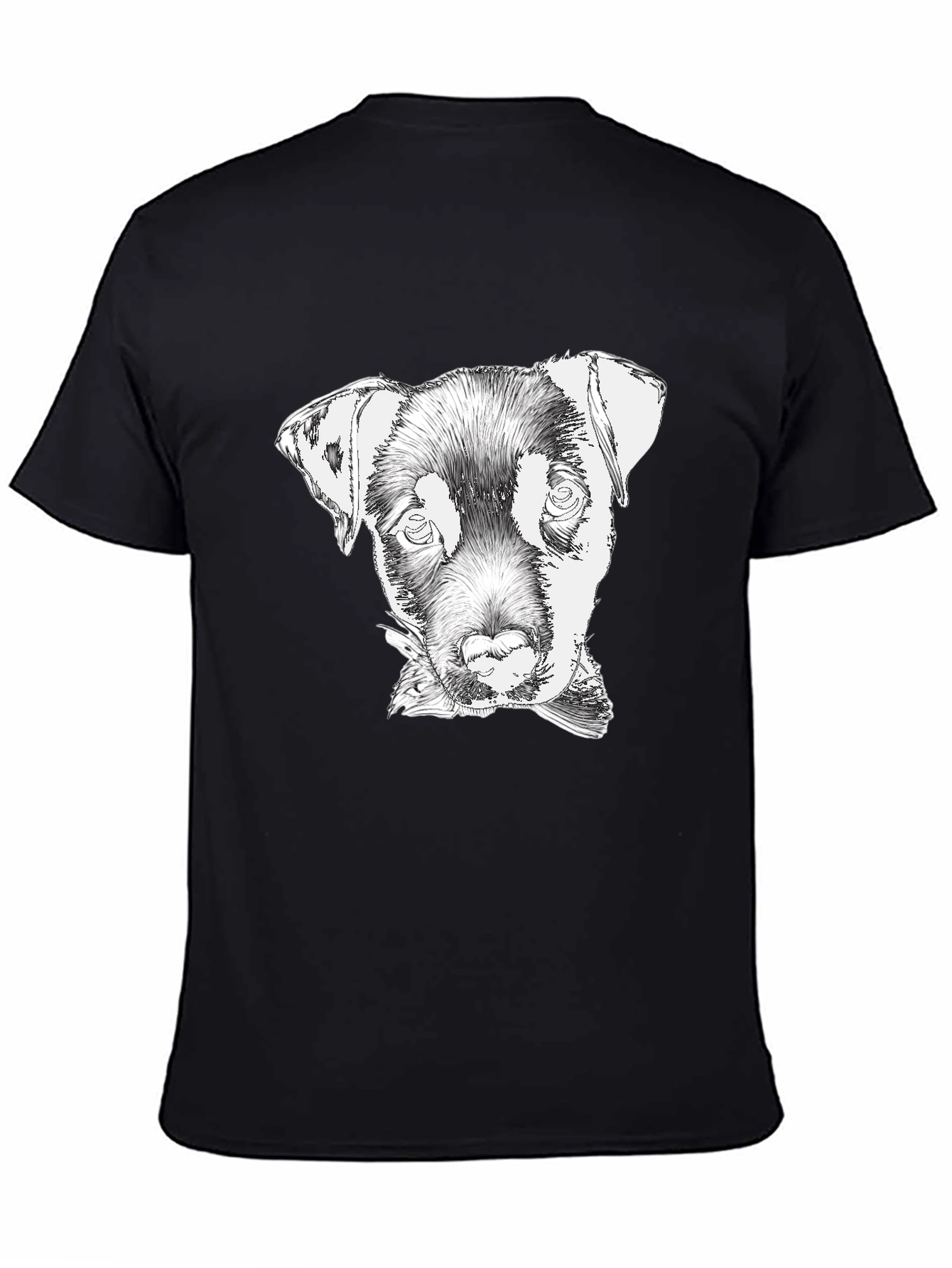 Dog Sketch Tee - Black Cotton Graphic T-Shirt
