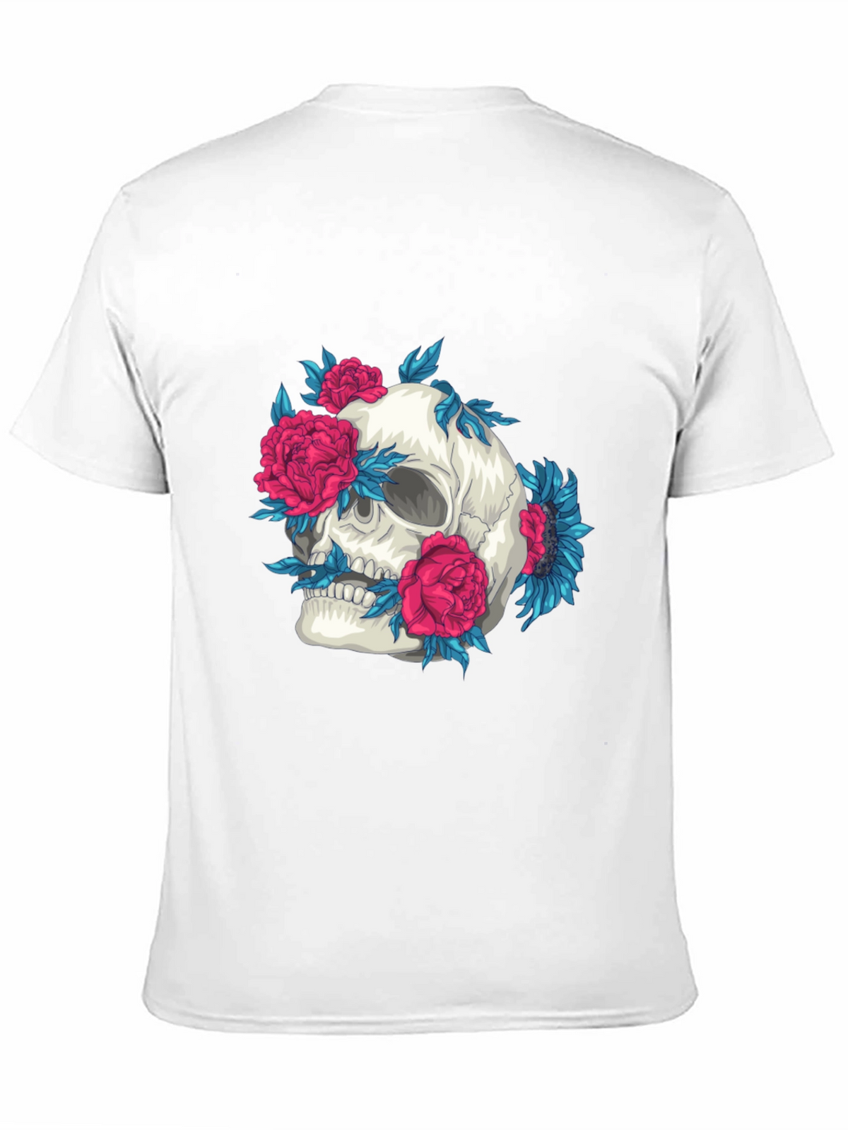 Skull and Flowers Graphic Print Tee