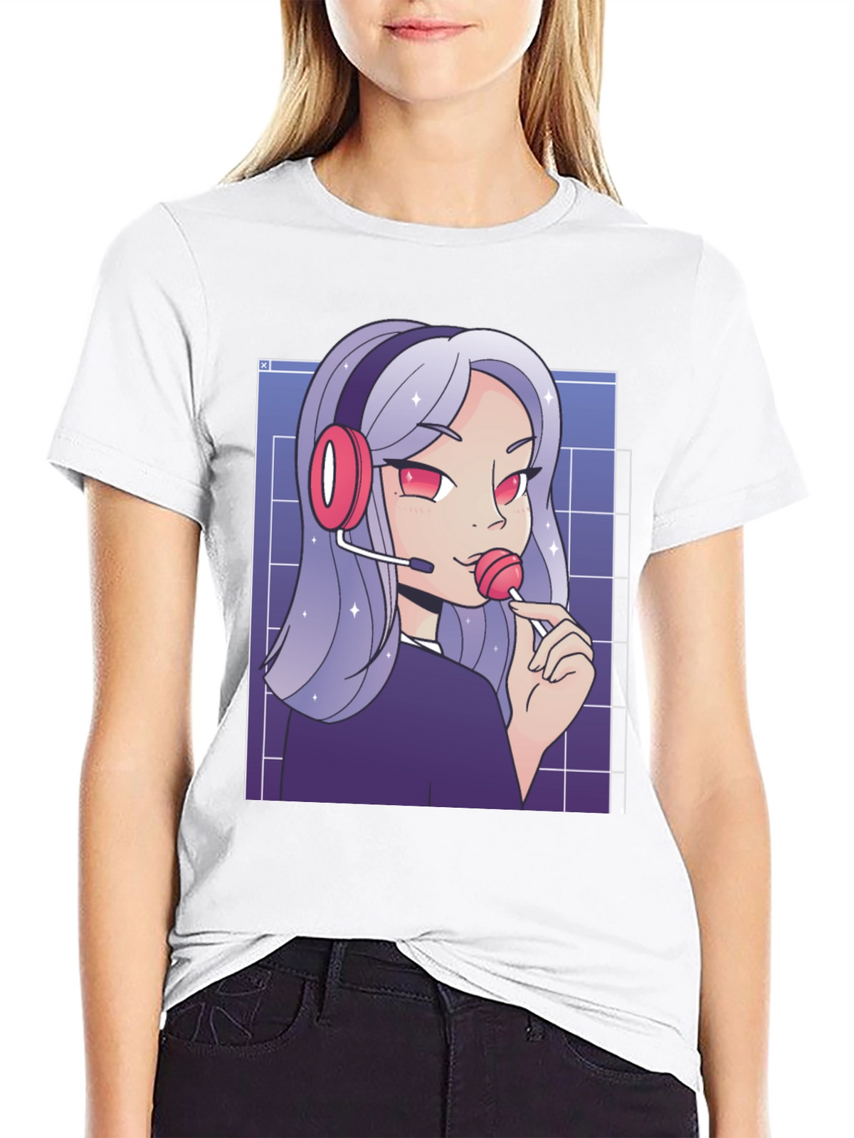 Anime Gamer Girl T-Shirt - Black Graphic Tee